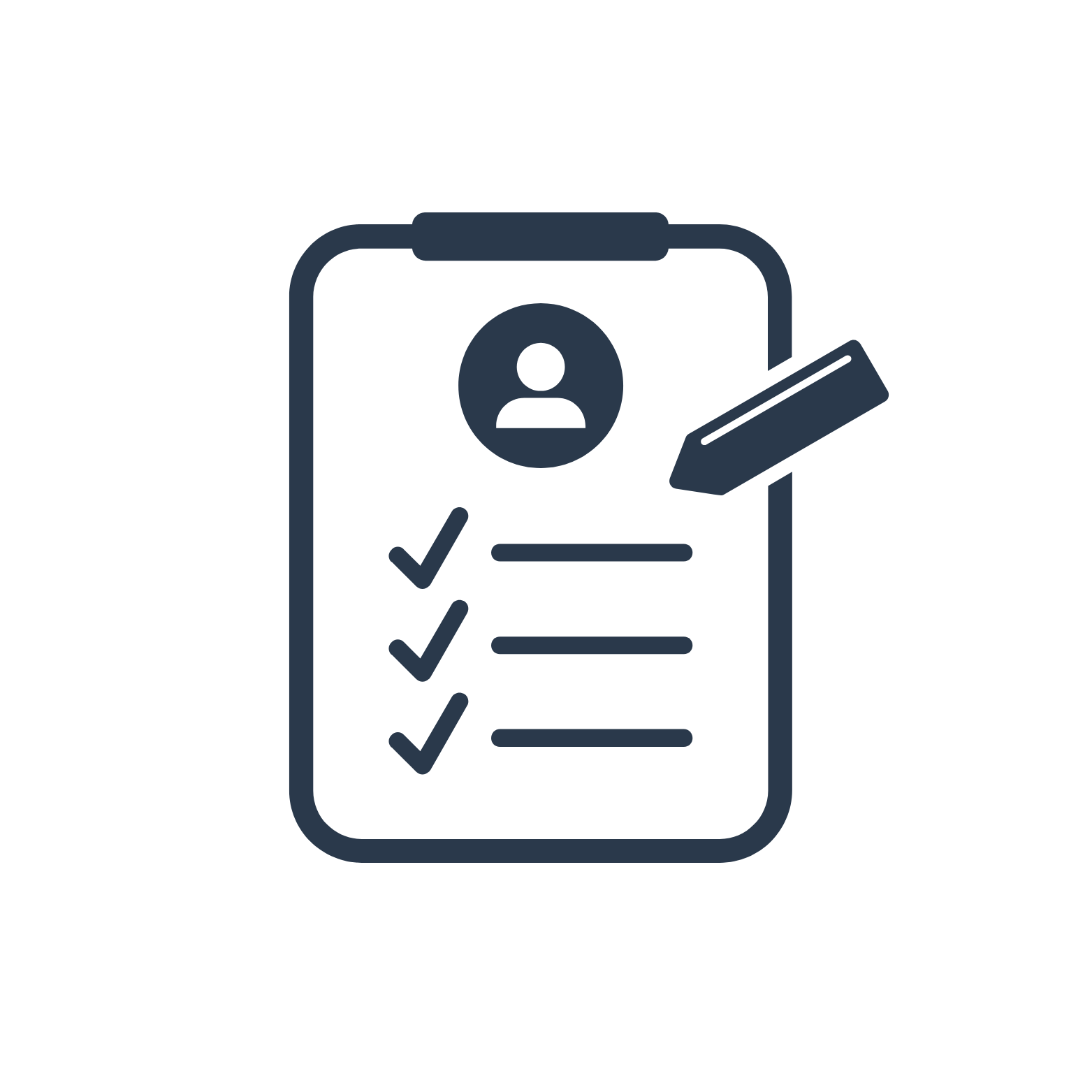 Illustratie van een mobiele telefoon met een profielpictogram, een checklist met vinkjes en een potlood, suggestief voor een app of digitale organisatie.