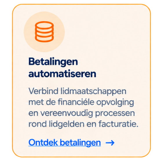 Een scherm met een pictogram van gestapelde munten en tekst over het automatiseren van betalingen, inclusief een link voor het ontdekken van betalingen.