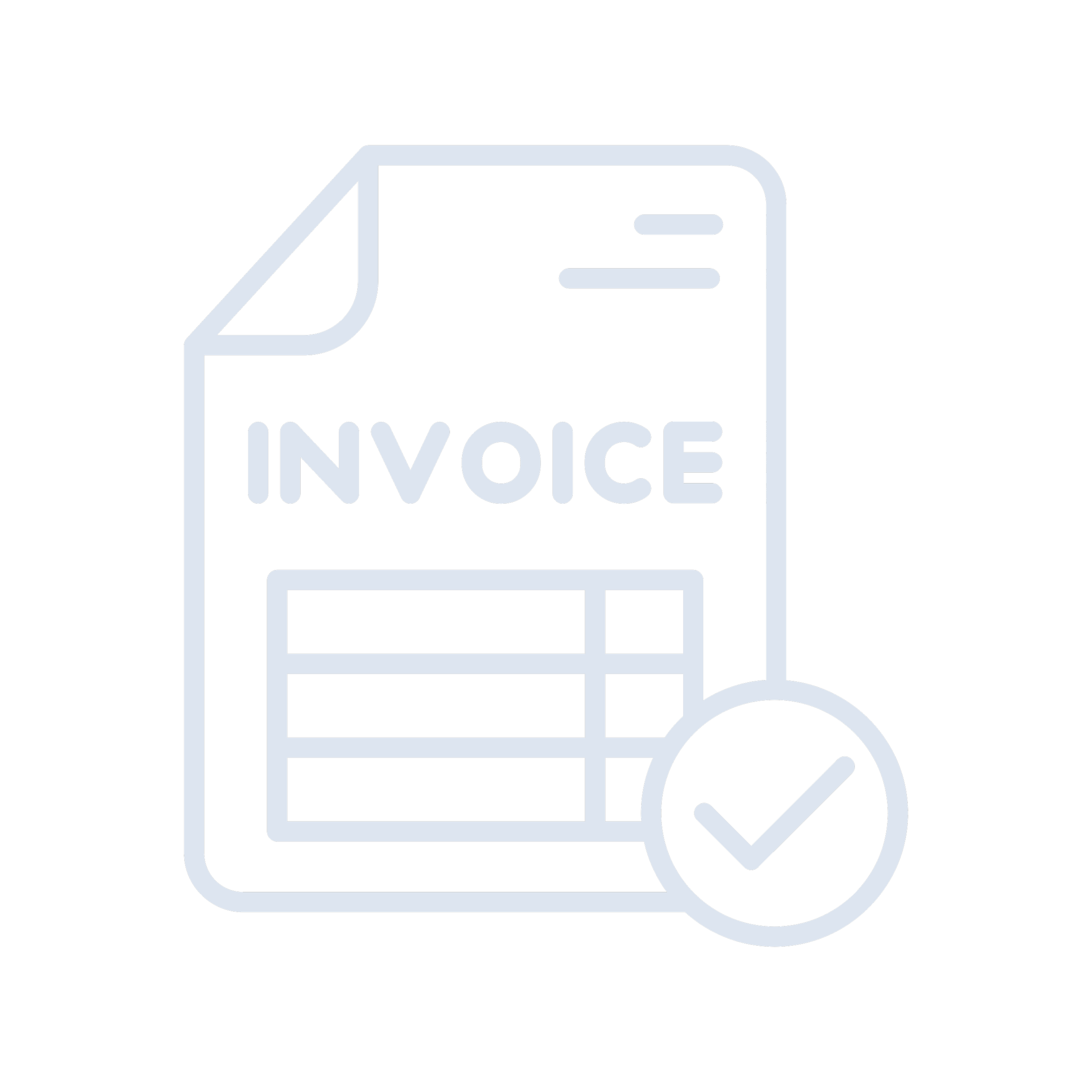 Illustratie van een bon met de tekst 'INVOICE' en een cirkel eromheen.