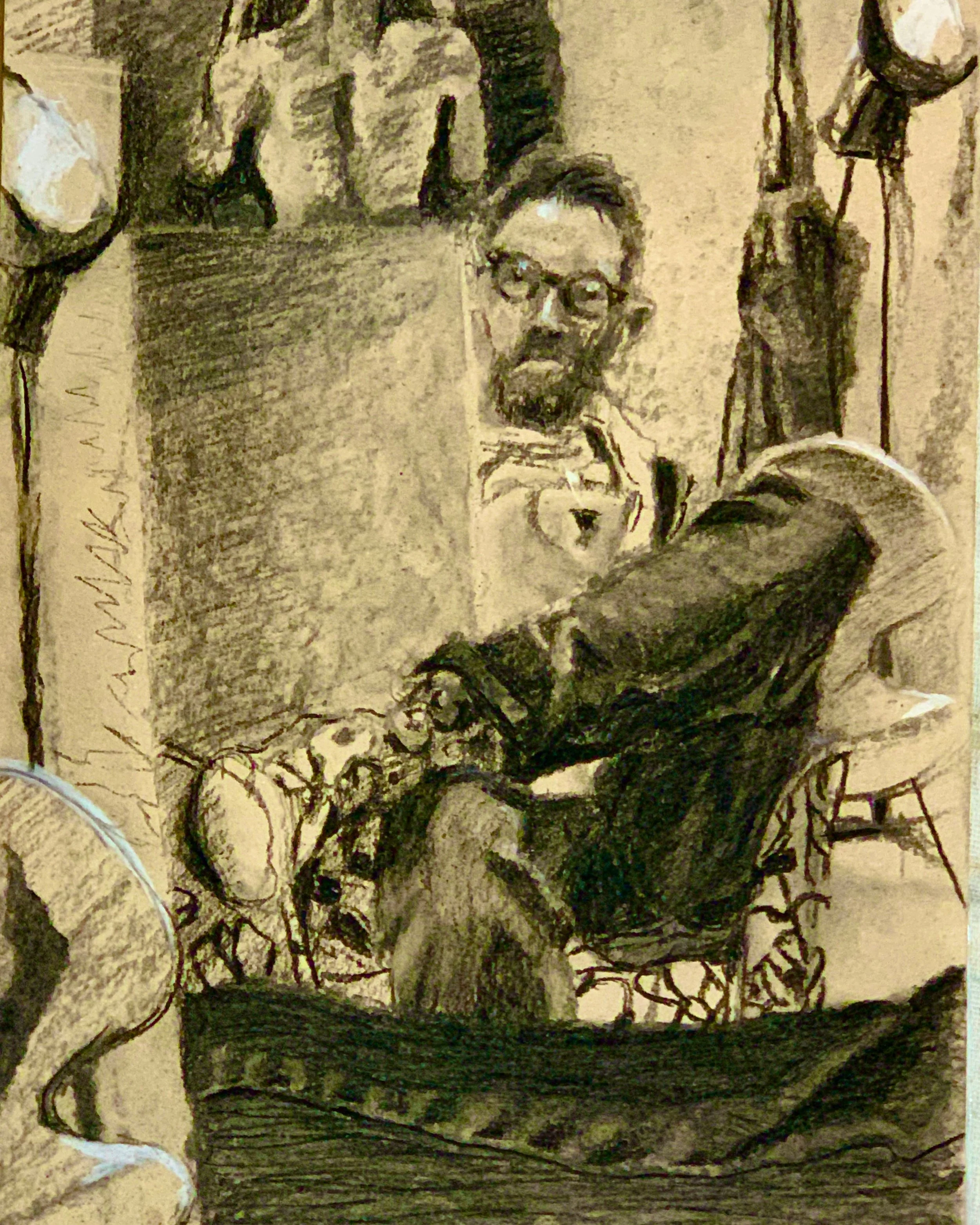 Self portrait with crooked glasses
