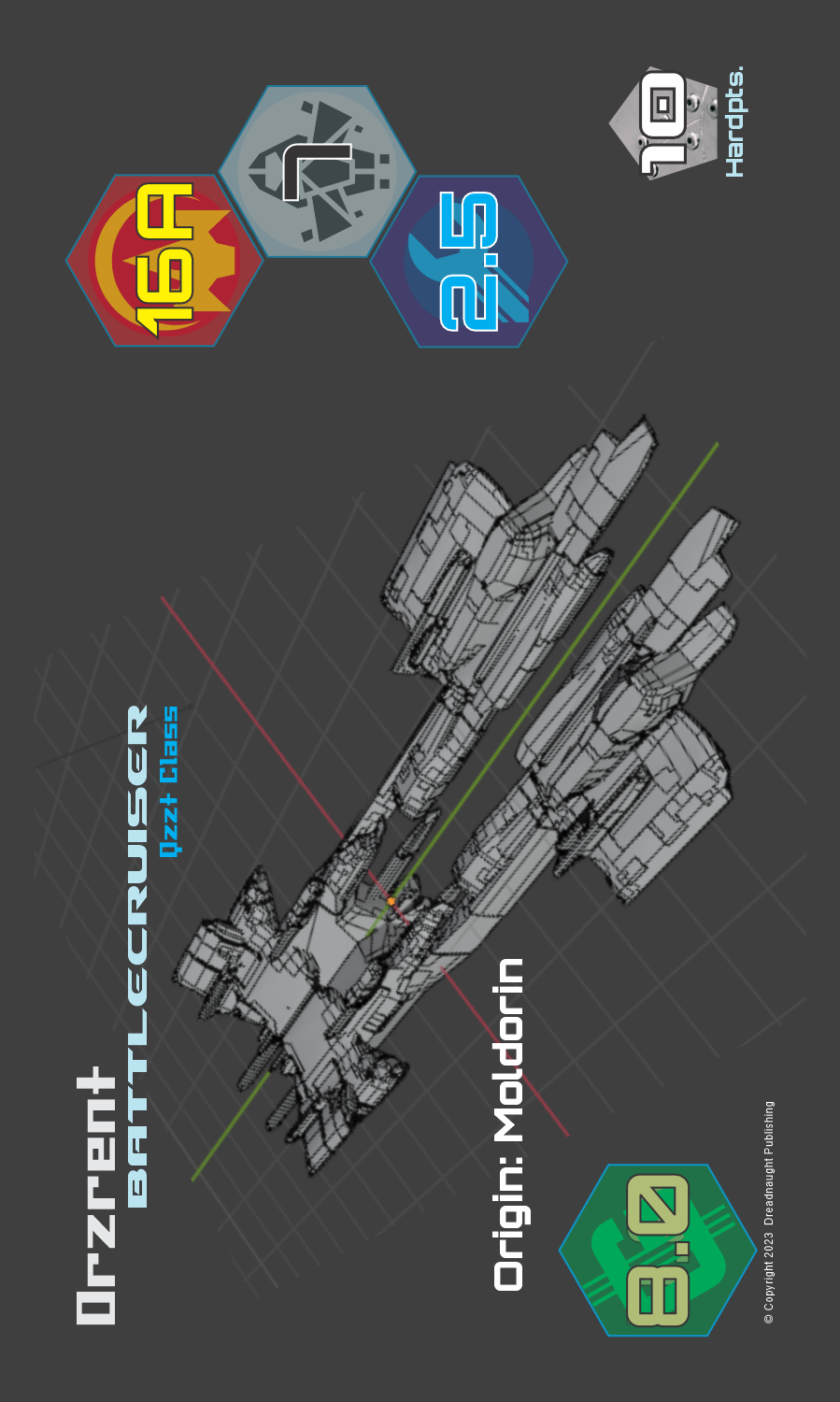 A detailed technical illustration of a starship from the game, Interstellar Glory, as a card from the game