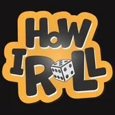 Logo for 'How I Roll' featuring stylized text and a dice.