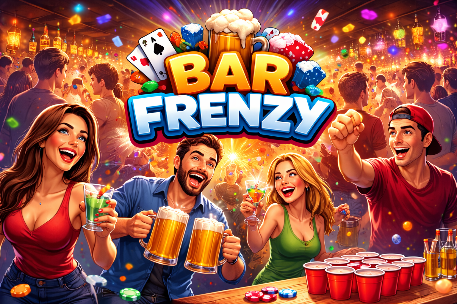 Concept art of the logo and cover for the party game Bar Frenzy