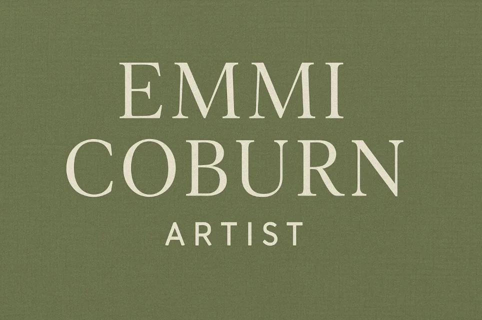 Green background with white text displaying the name 'Emmi Coburn' and the word 'Artist'.