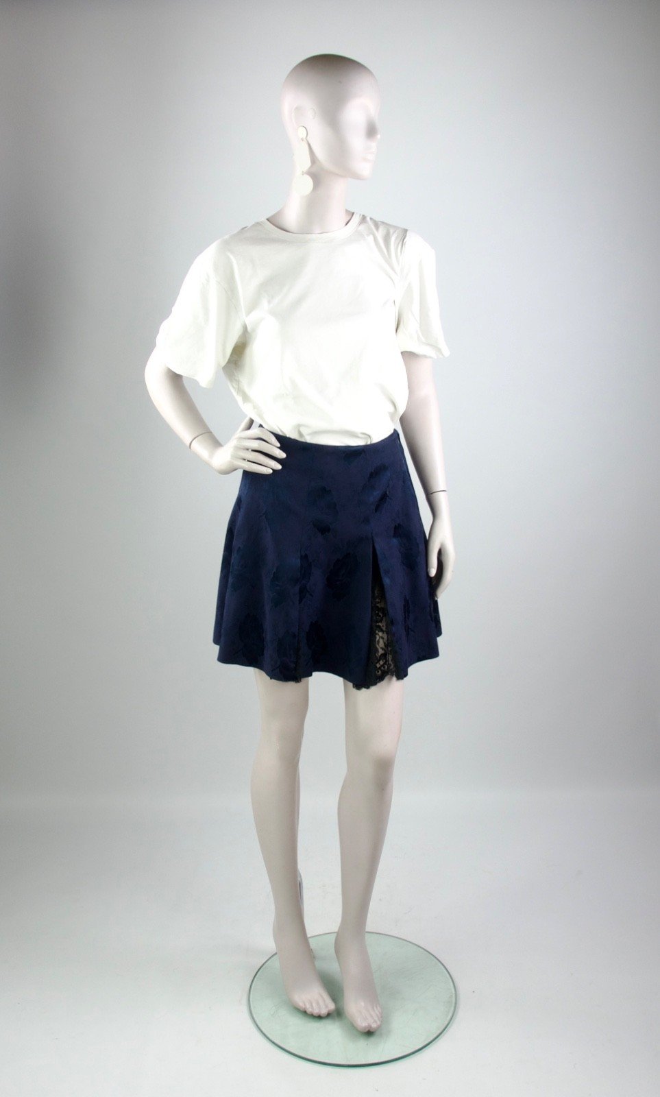 Christian Dior x John Galliano, Navy Silk Damask and Lace Tailleur Skirt, 1997