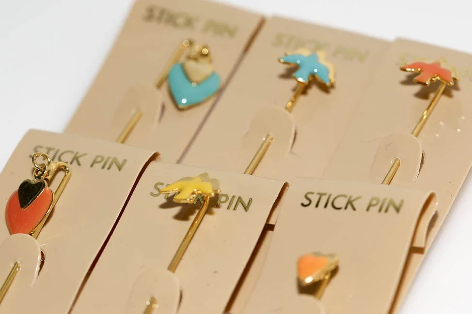 HEARTS AND BIRDS STICK PINS