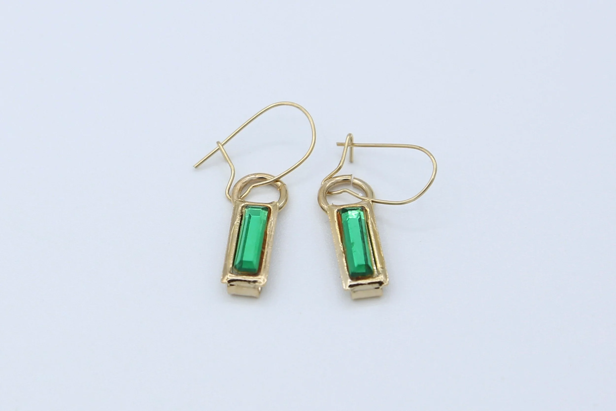 GREEN AND GOLD DROP EARRING