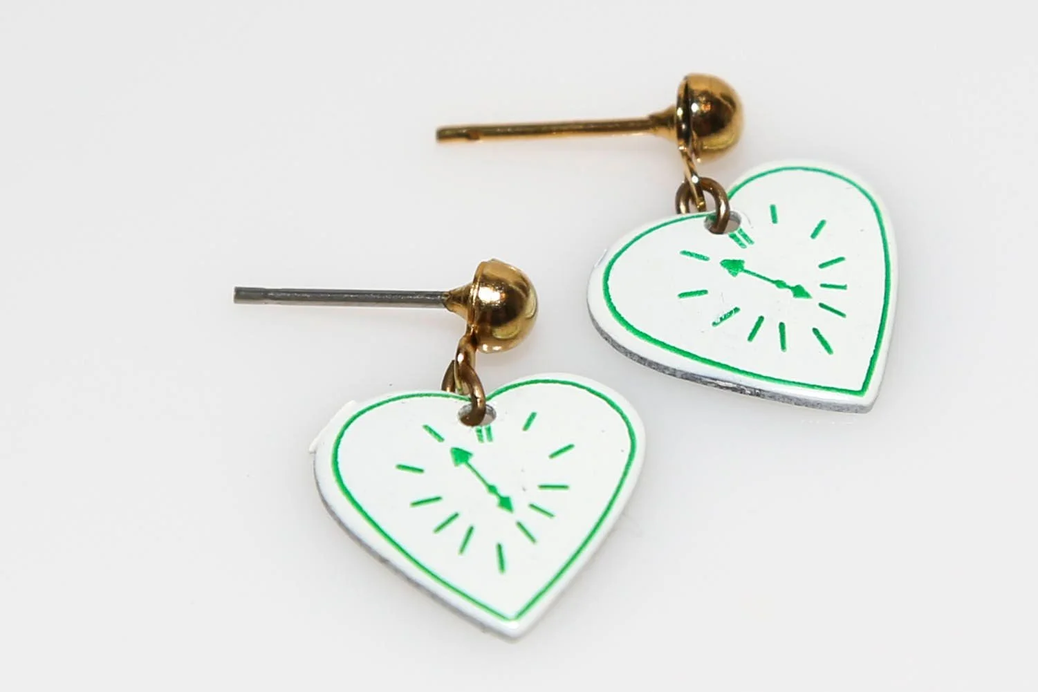 VINTAGE HEART CLOCK EARRINGS
