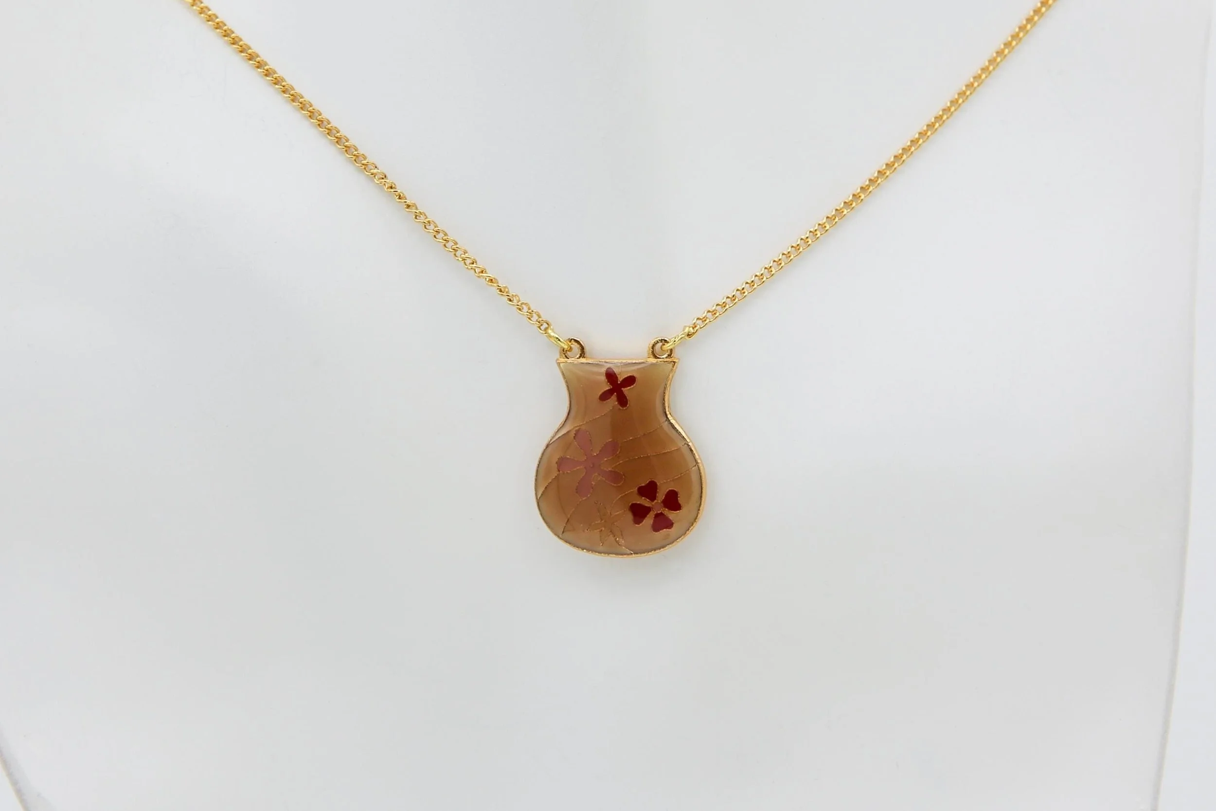 ENAMELED VASE NECKLACE - PEACH PINK