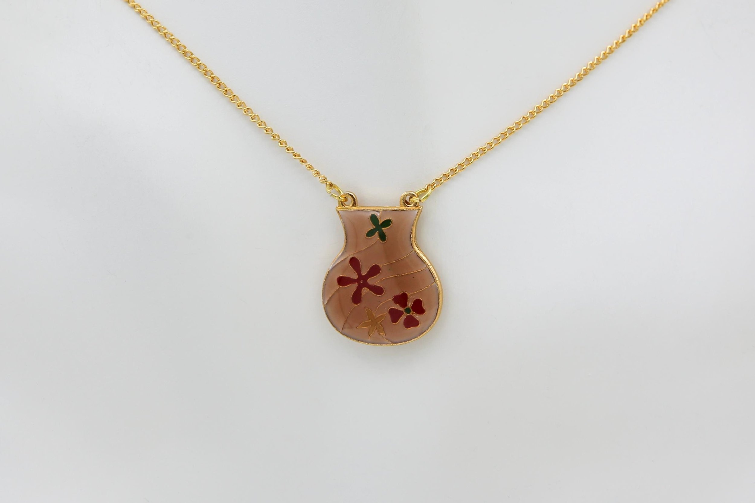 ENAMELED VASE NECKLACE - LIGHT PINK