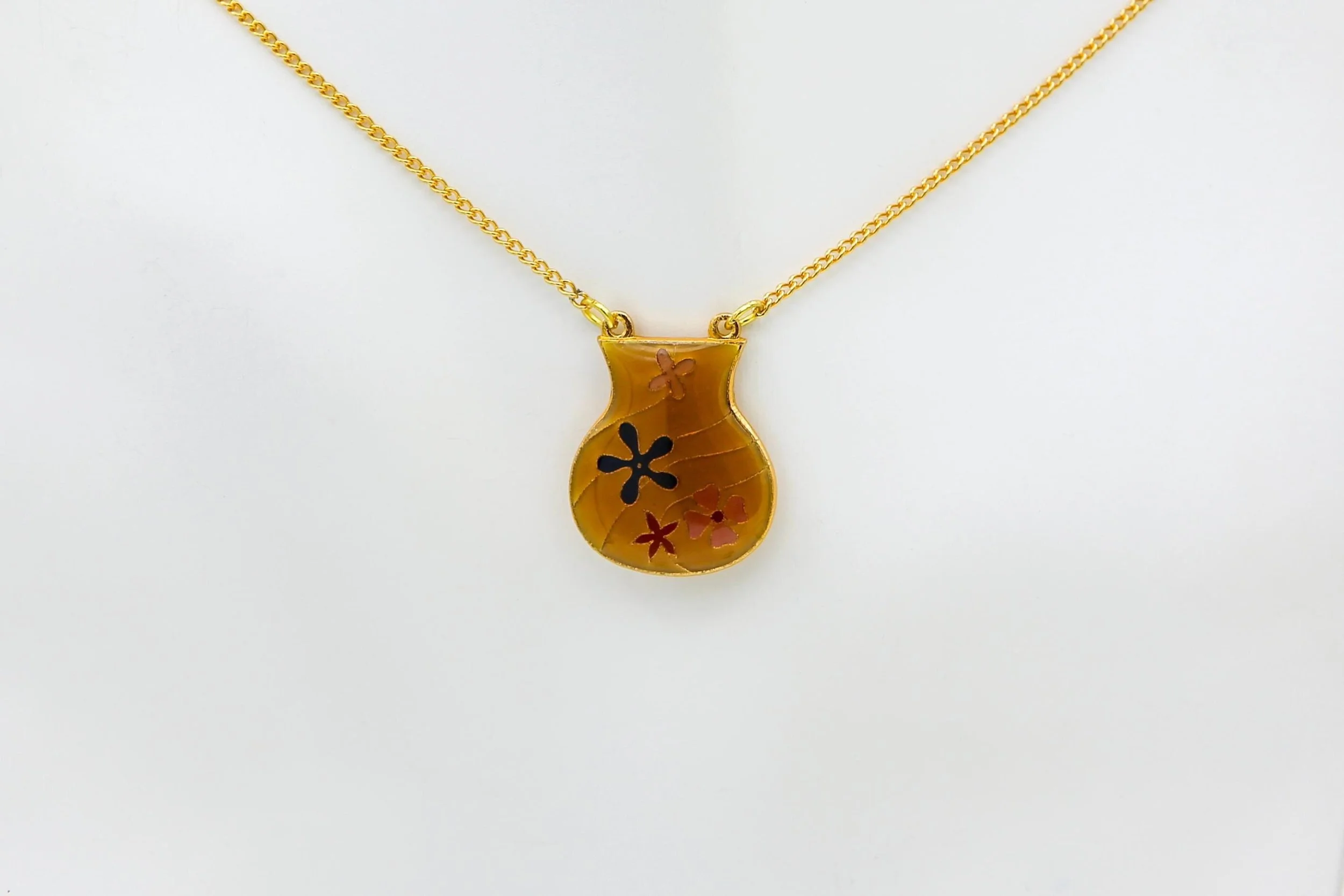 ENAMELED VASE NECKLACE - YELLOW