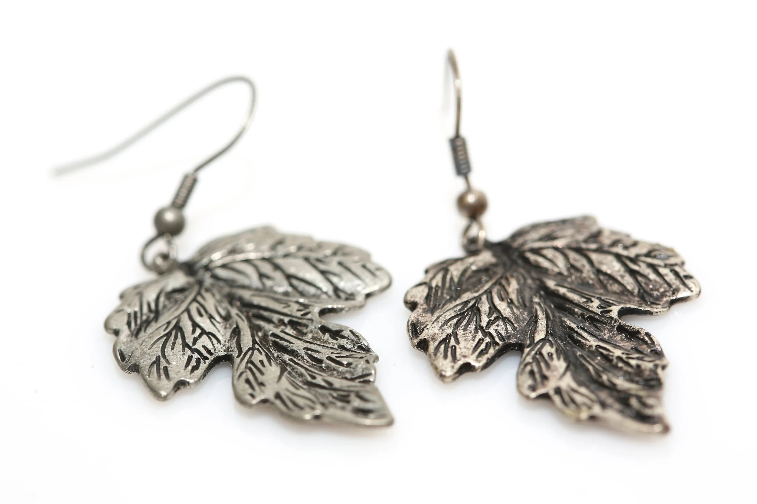 ETCHED METAL LEAF EARRINGS
