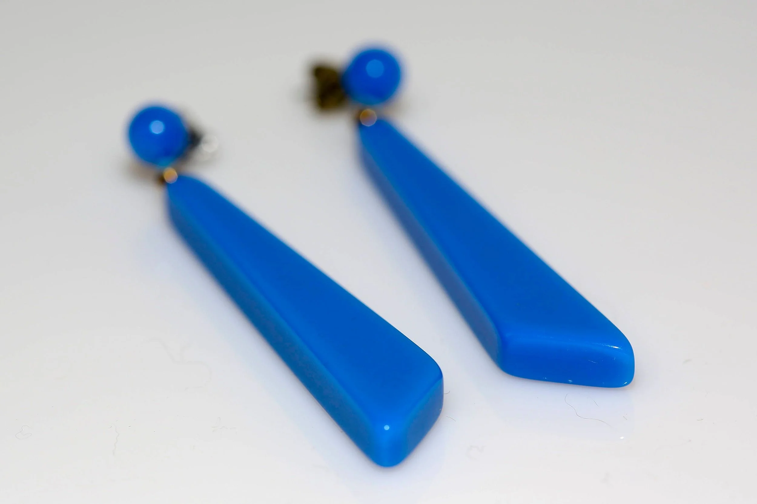 BLUE GEOMETRIC DROP EARRINGS