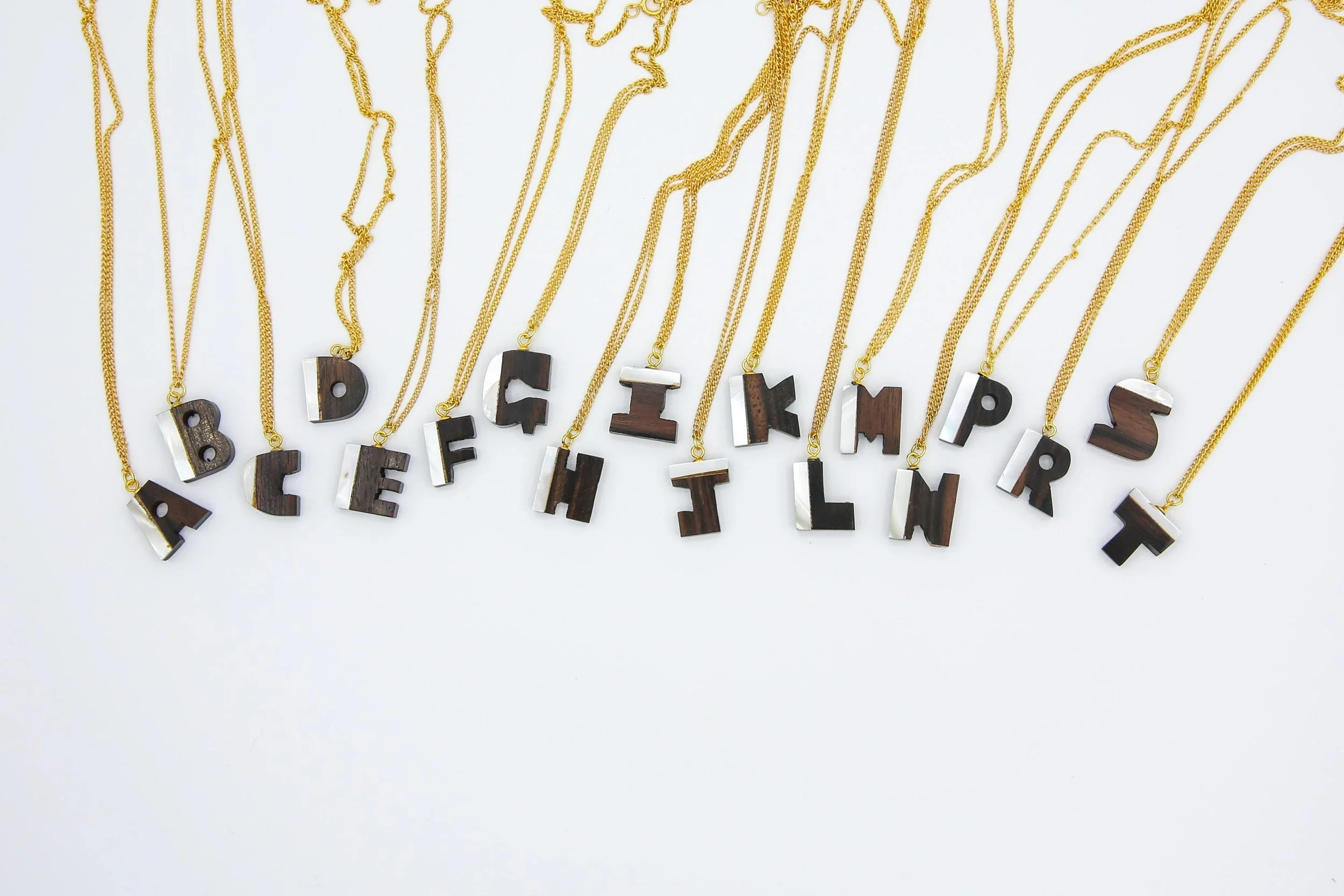 WOOD MOP INITIAL NECKLACE