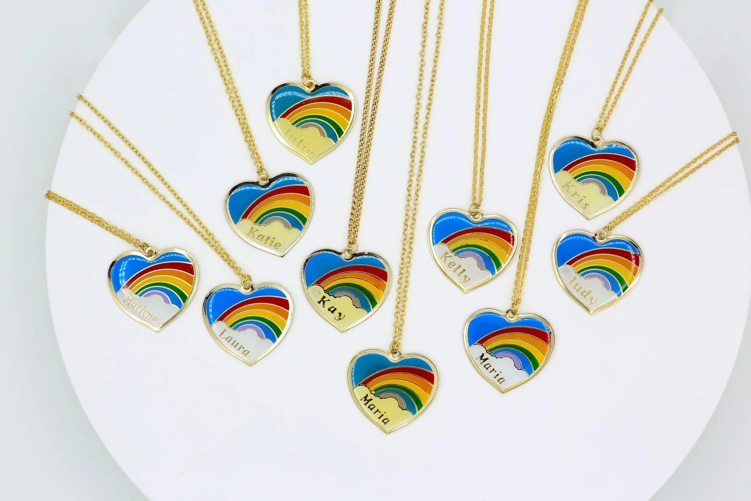 80s RAINBOW HEART NAME NECKLACES