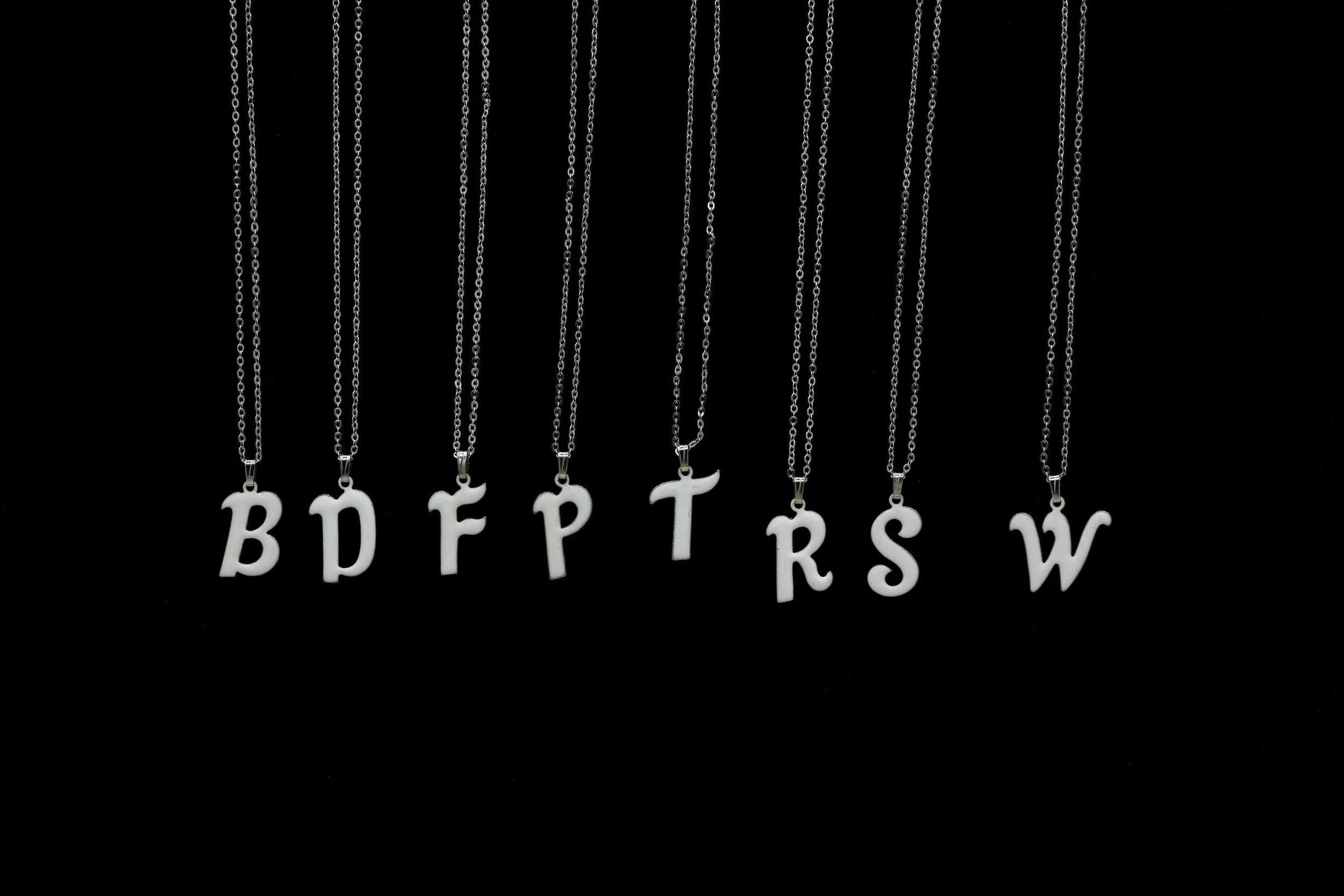 VINTAGE WHITE ENAMEL INITIAL NECKLACE