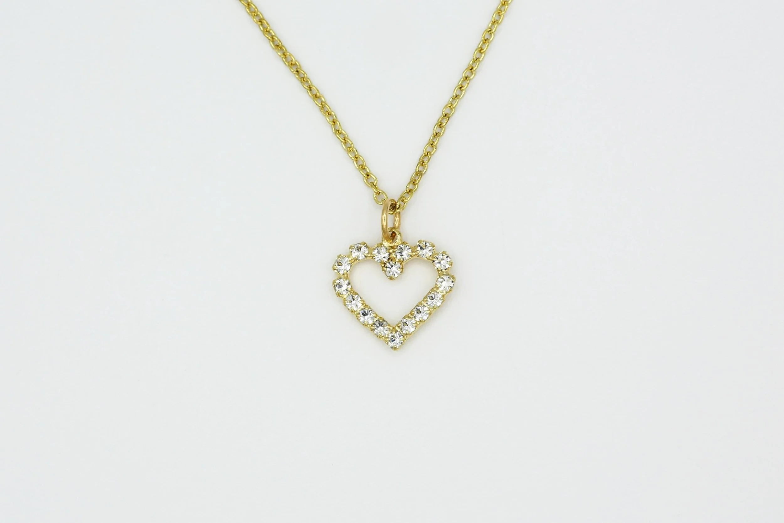 VINTAGE RHINESTONE HEART NECKLACE