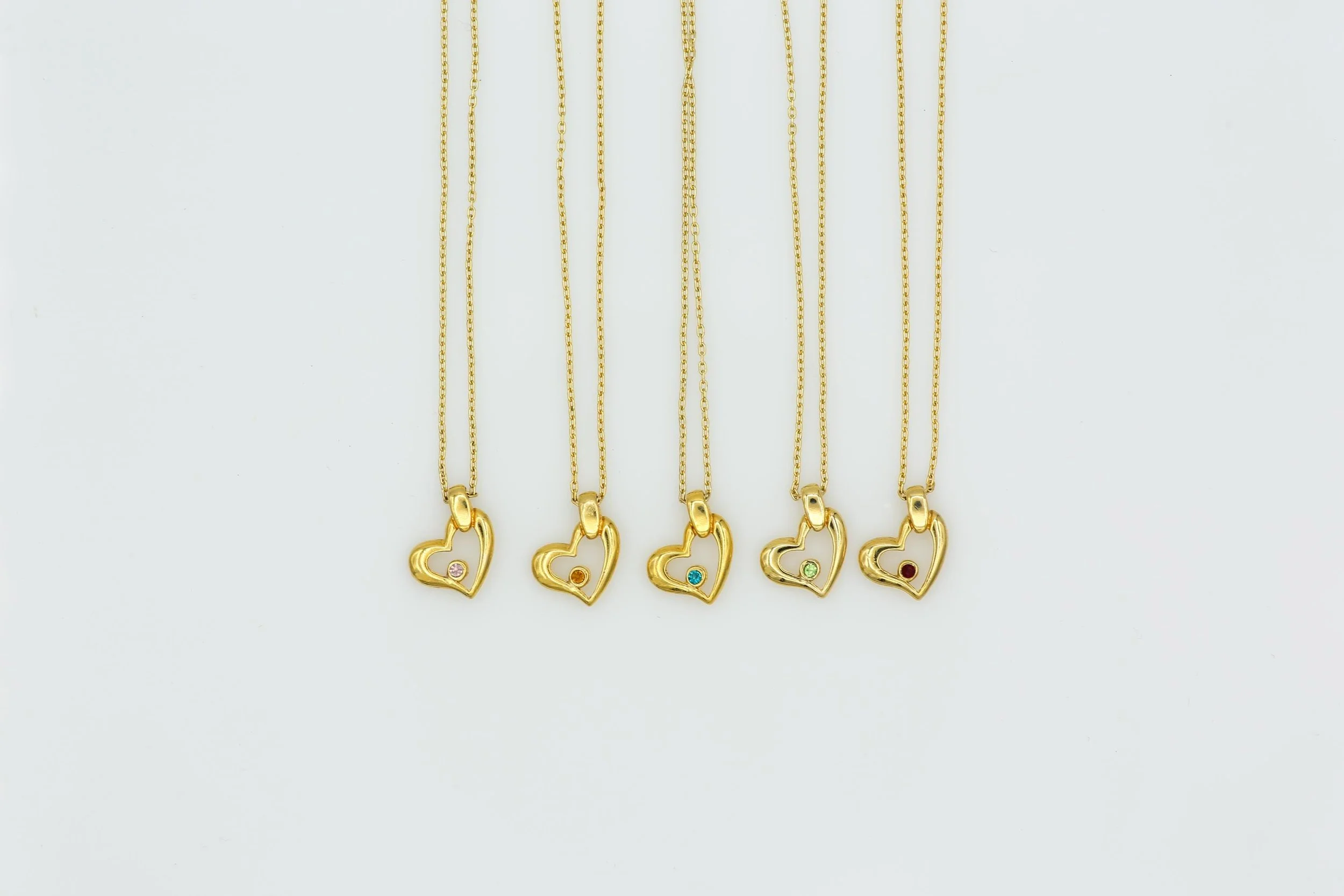 VINTAGE BIRTHSTONE HEART NECKLACE