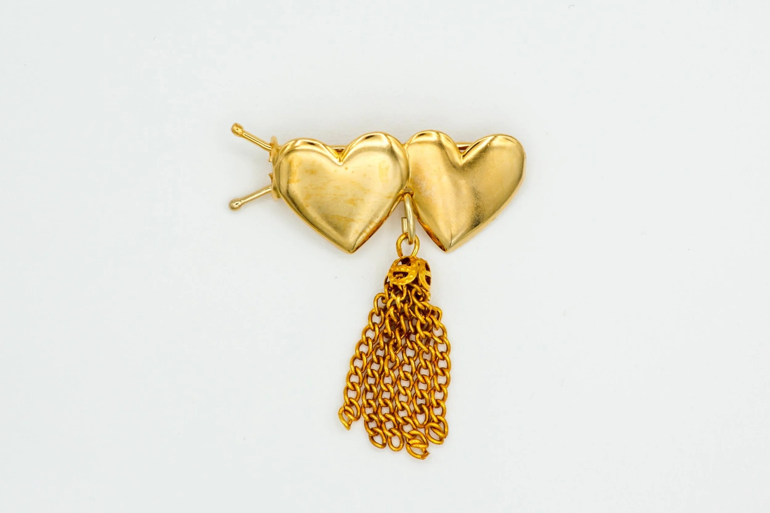 VINTAGE DOUBLE HEART TASSEL BARRETTE