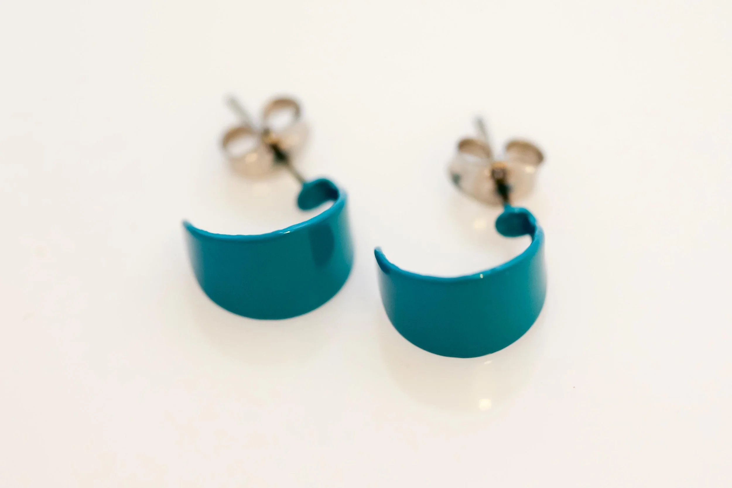 1980s AQUA HALF HOOP EARRINGS