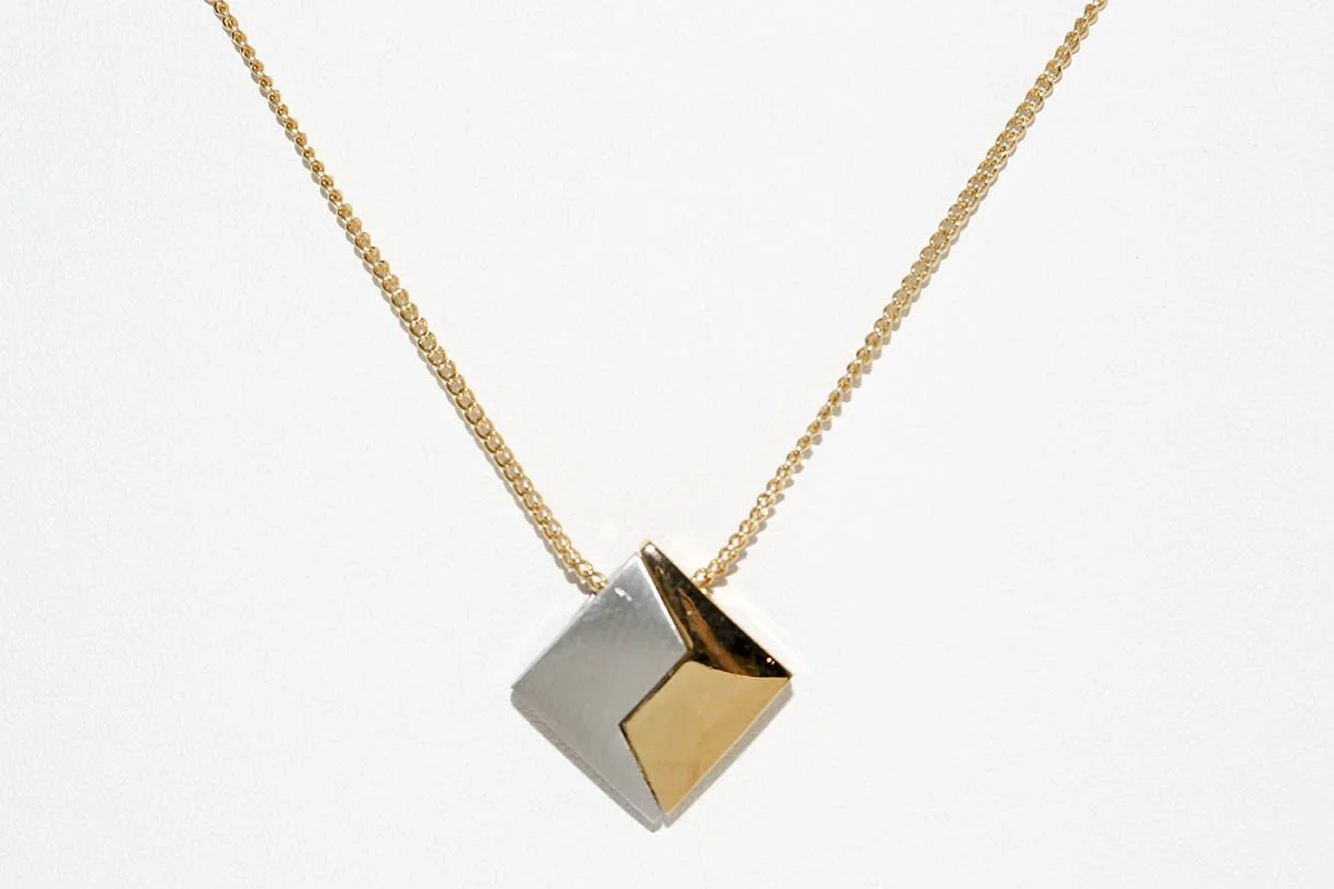 VINTAGE PEWTER GEOMETRIC NECKLACE