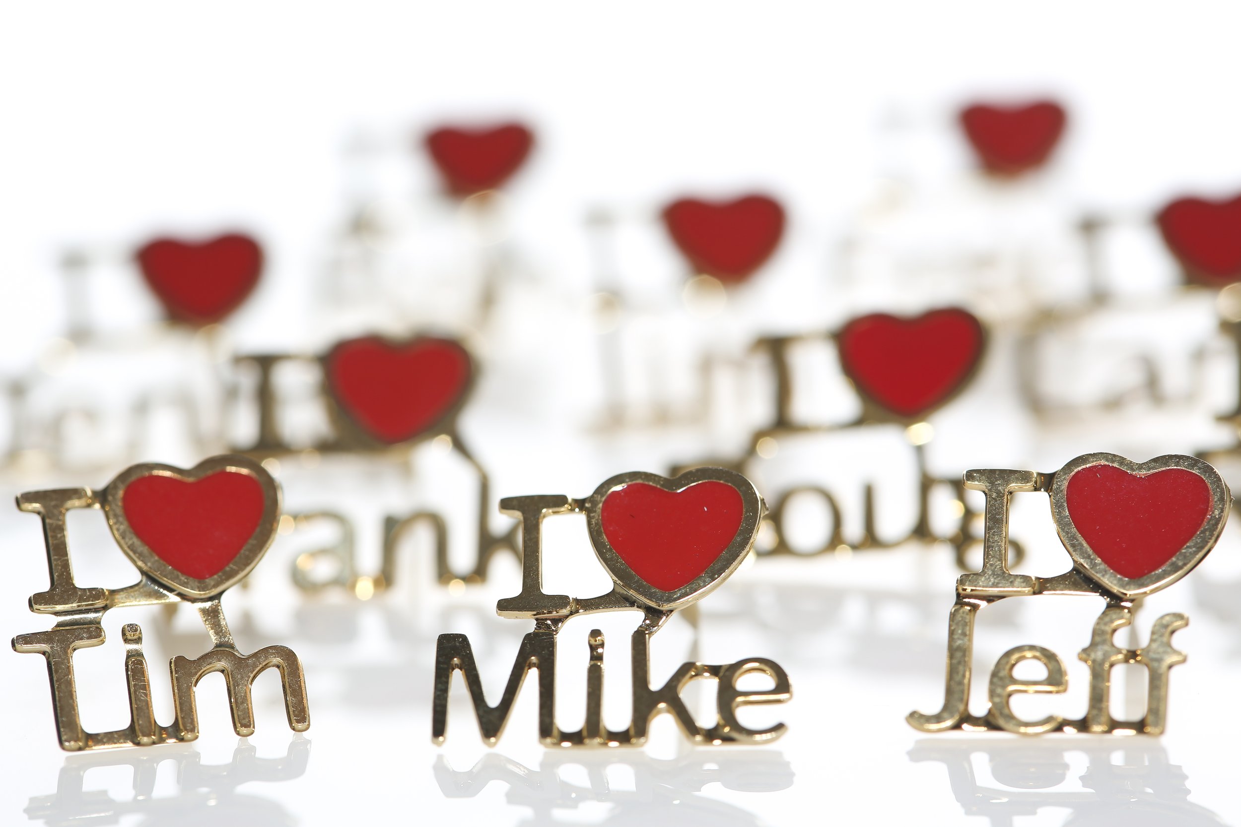 I HEART BOY NAME PINS