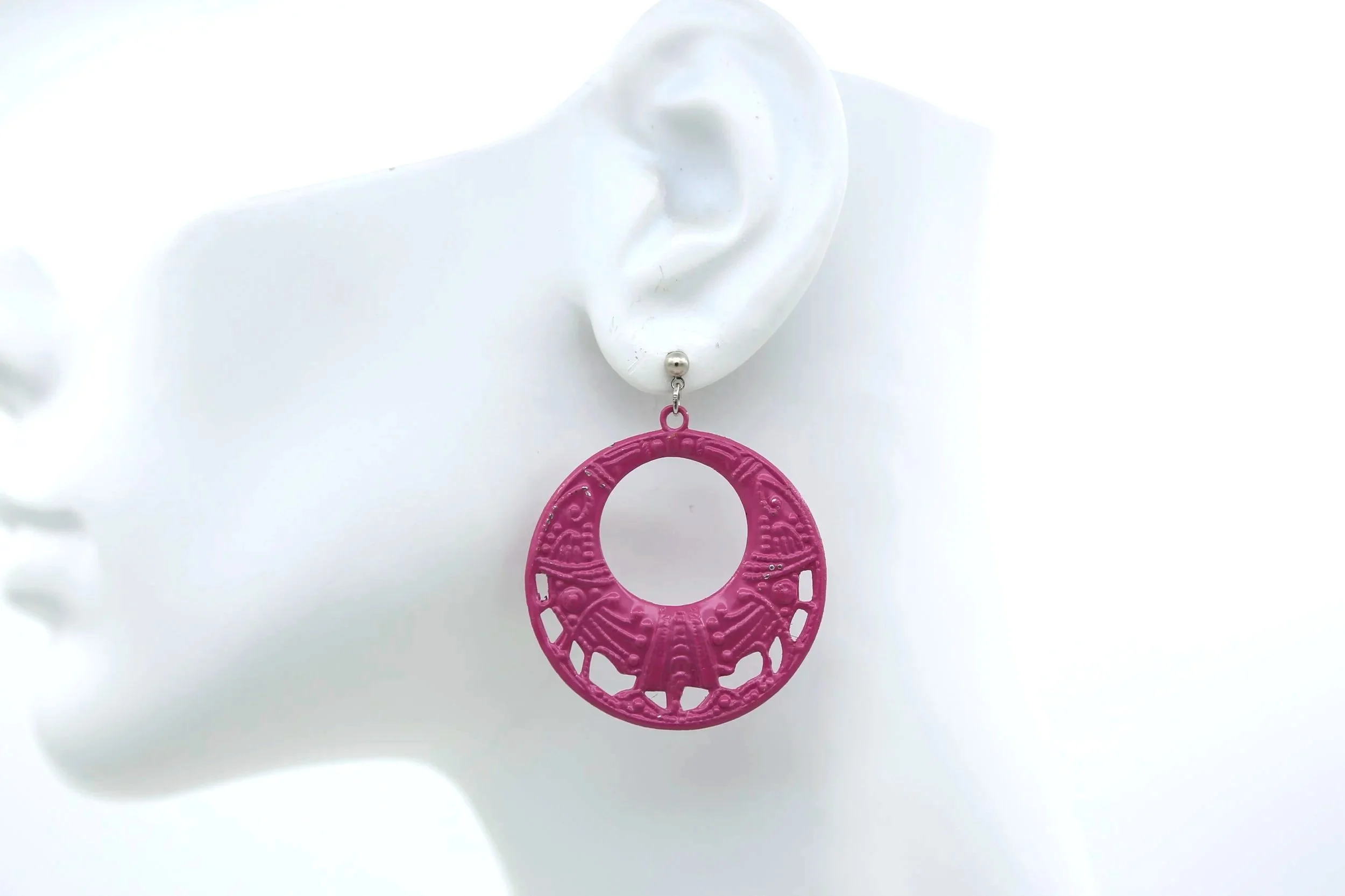 HOT PINK FILIGREE DANGLES