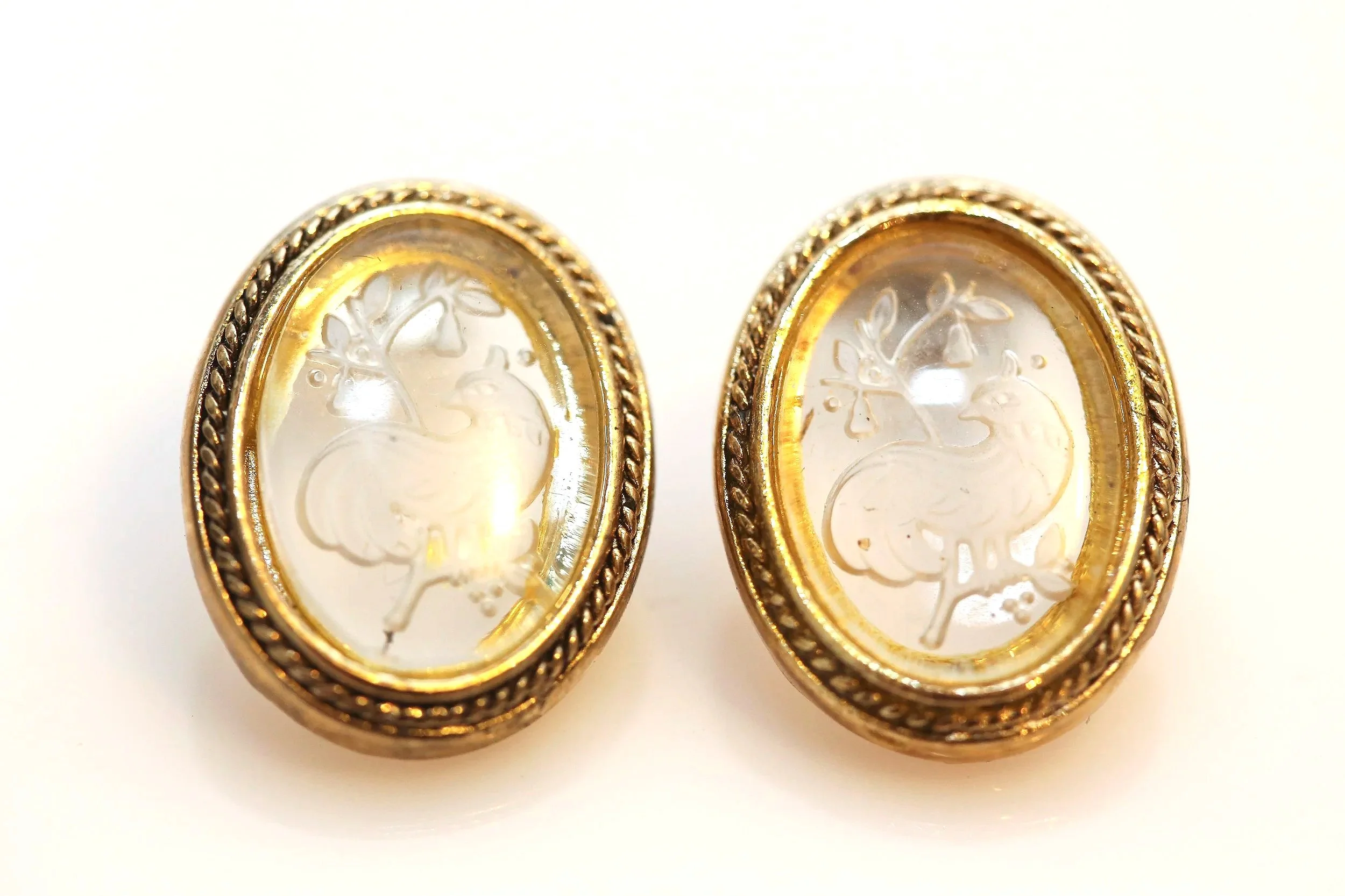 FROSTED GLASS BIRD EARRINGS