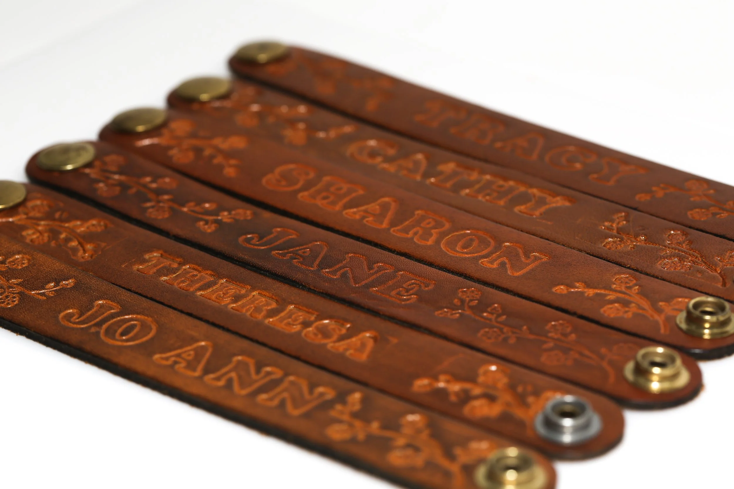 VINTAGE LEATHER NAME BRACELETS