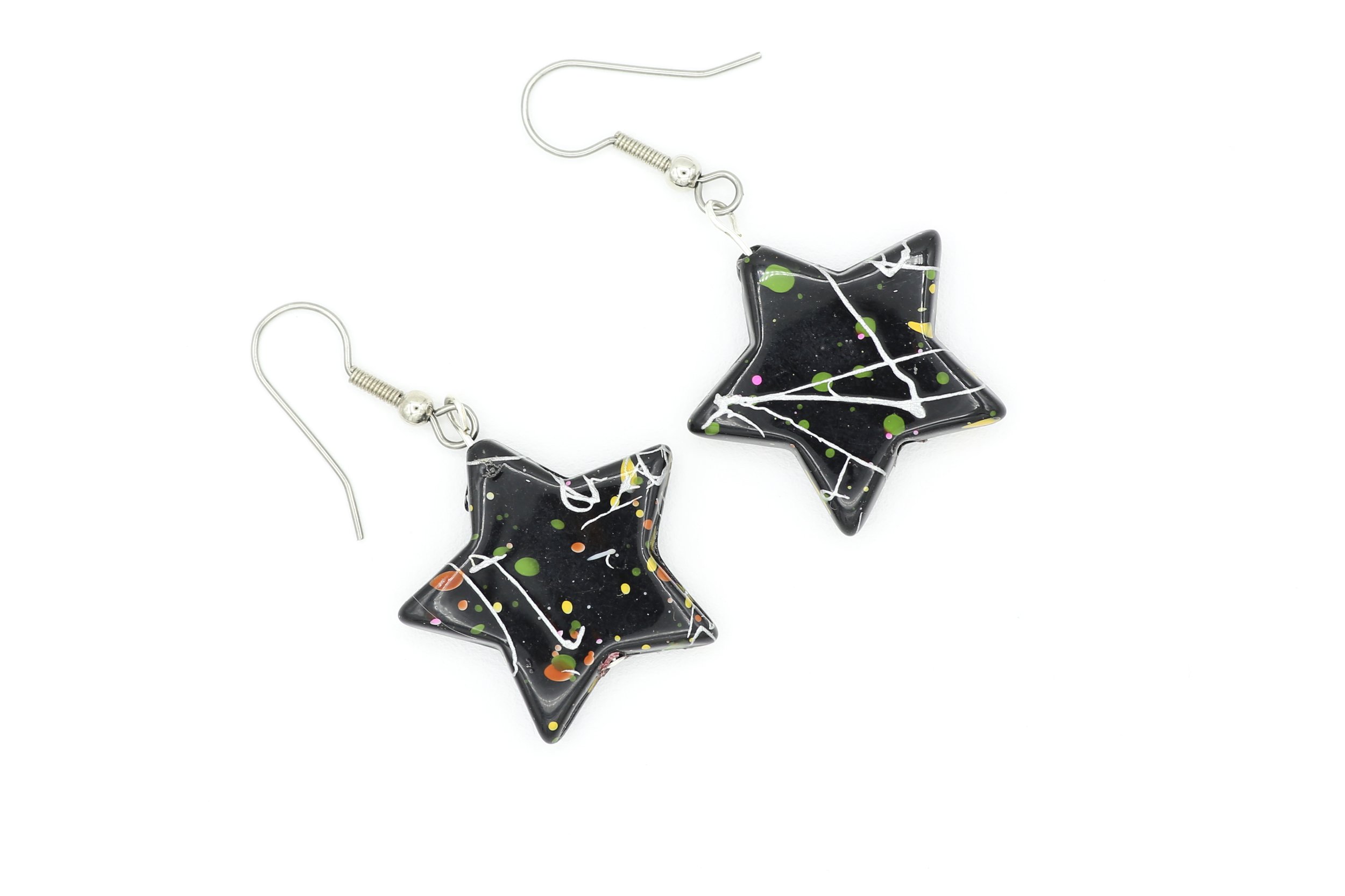 SPLATTER PAINT STAR EARRINGS
