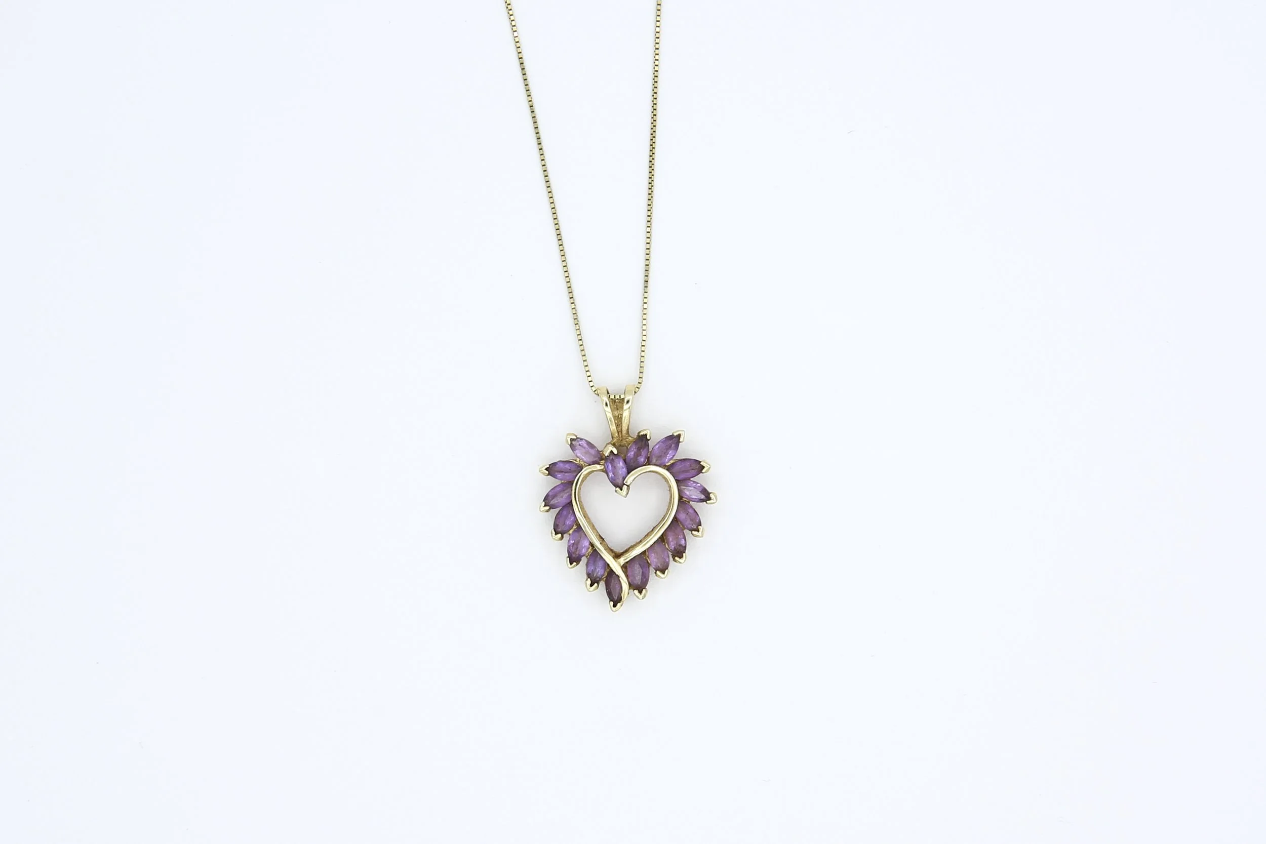 14K AMETHYST HEART NECKLACE