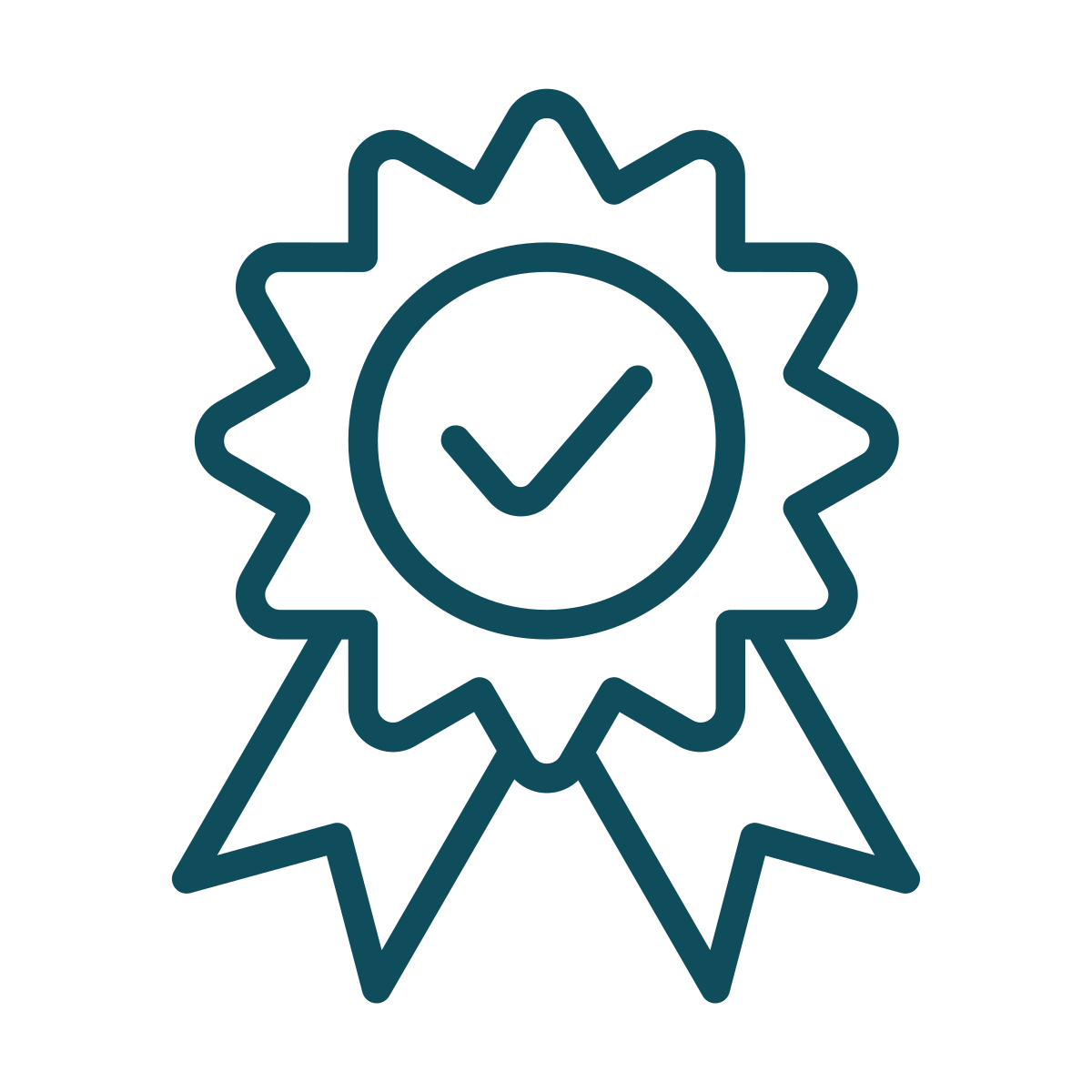 Certification ribbon with a checkmark