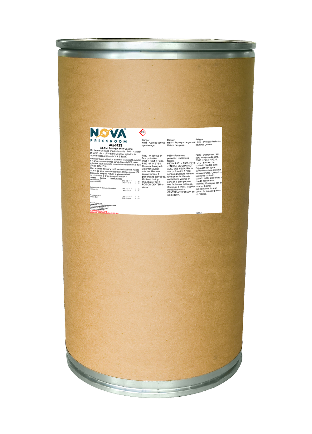 NovaCoat AQ-612S — aqueous coating container