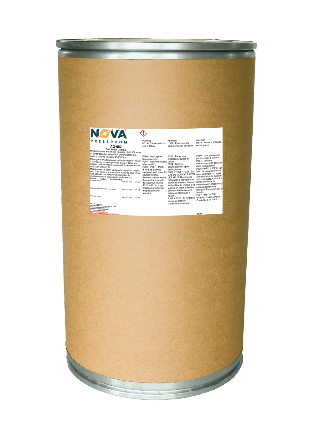 NovaCoat AQ-652 — aqueous coating container