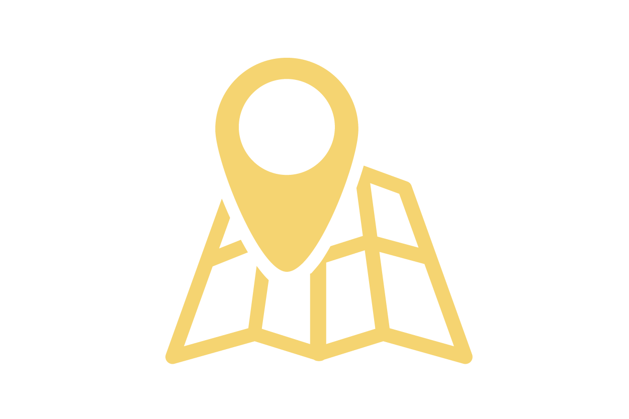 Icon of a map with a location pin marker on top representing our promise of responsibly sourced coffee from around the world.