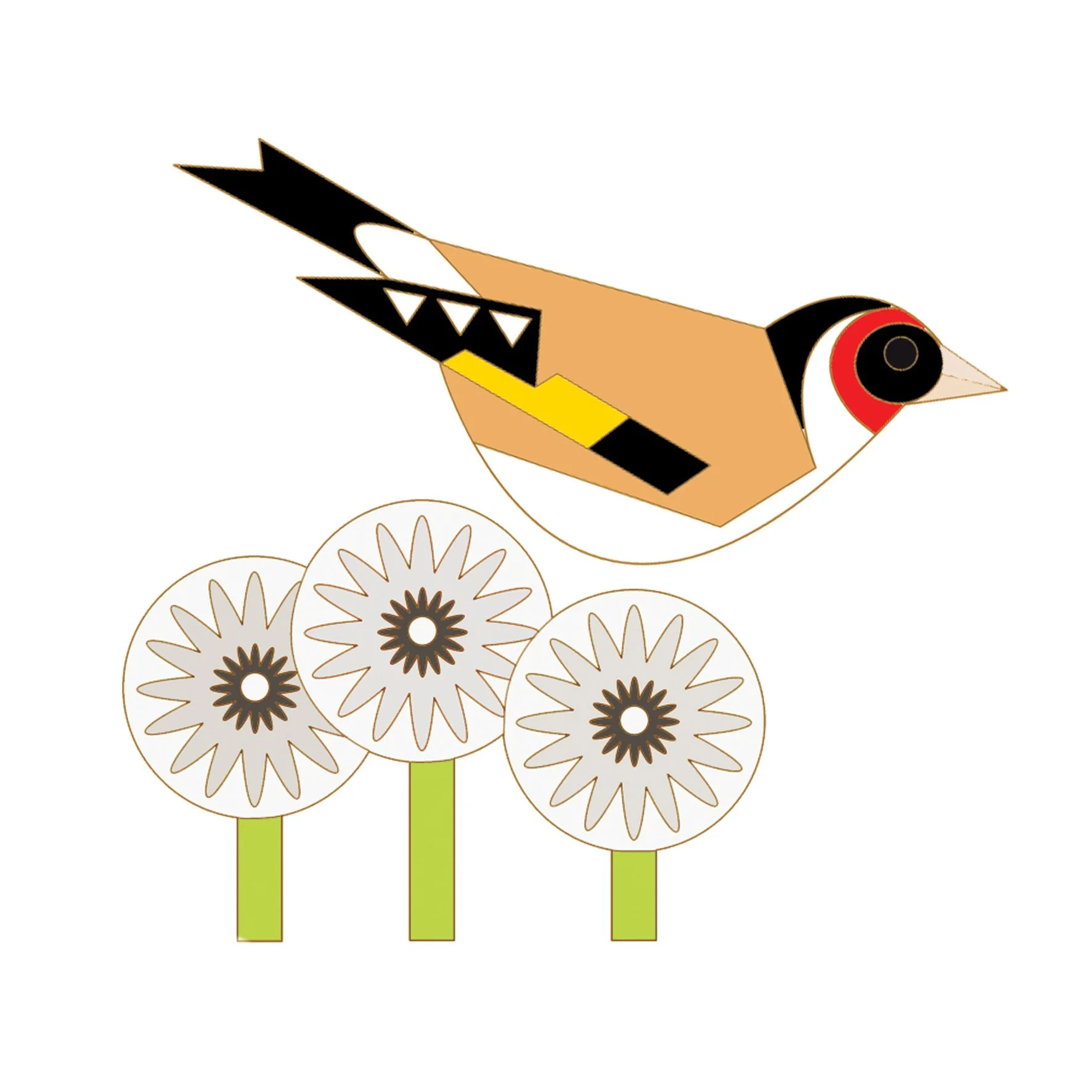 goldfinch & dandelion greetings card
