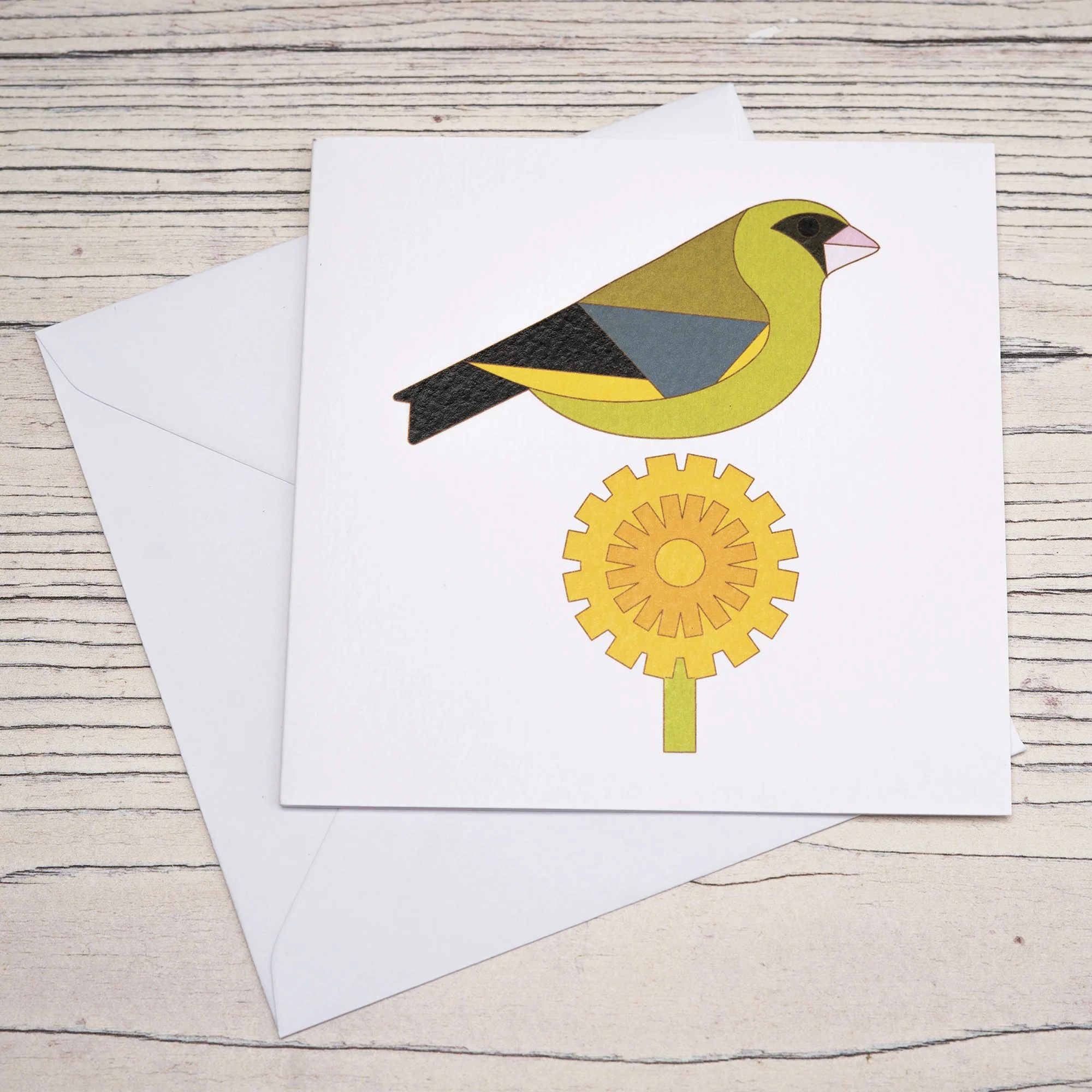 Shark Alley Greenfinch Dandelion Greetings Card 3.jpg