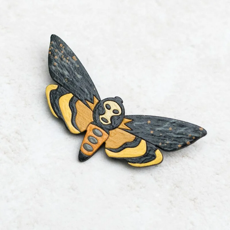 death's head hawk moth brooch