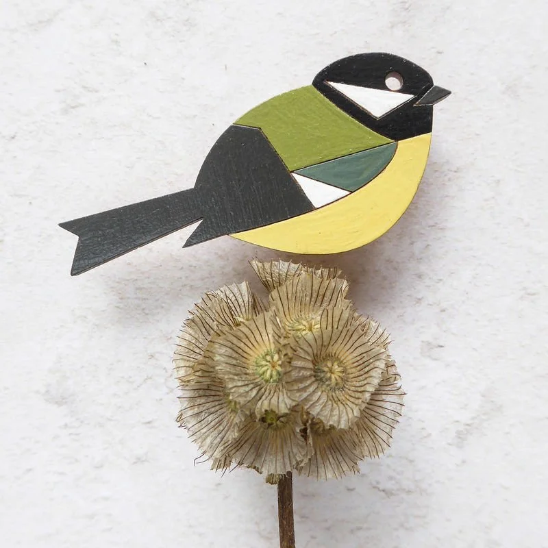 great tit - hand painted brooch