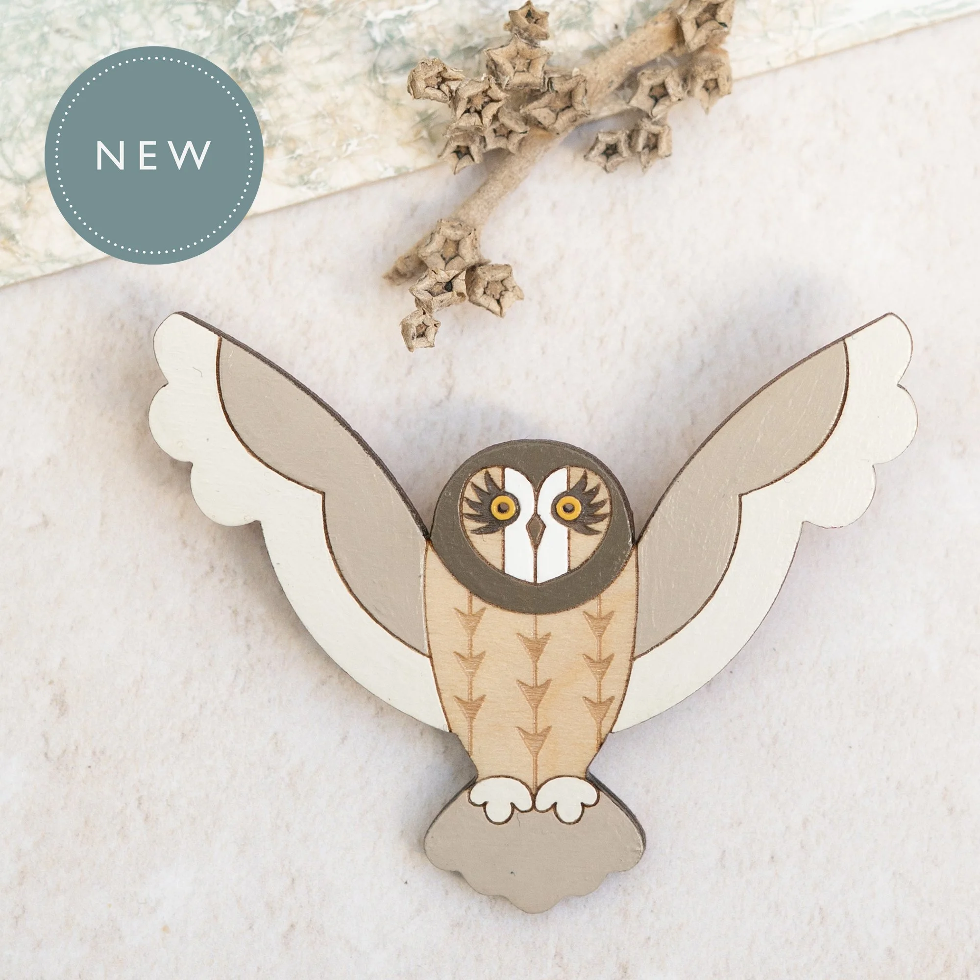 short eared owl brooch