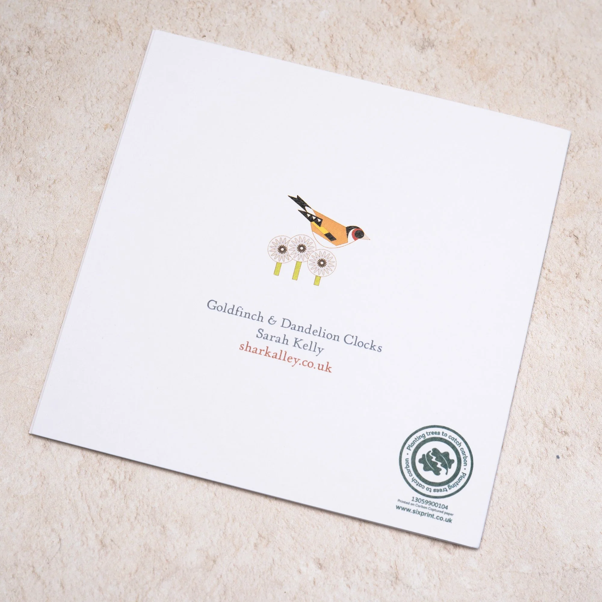 Shark Alley Goldfinch Dandelion Greetings Card 4.jpg