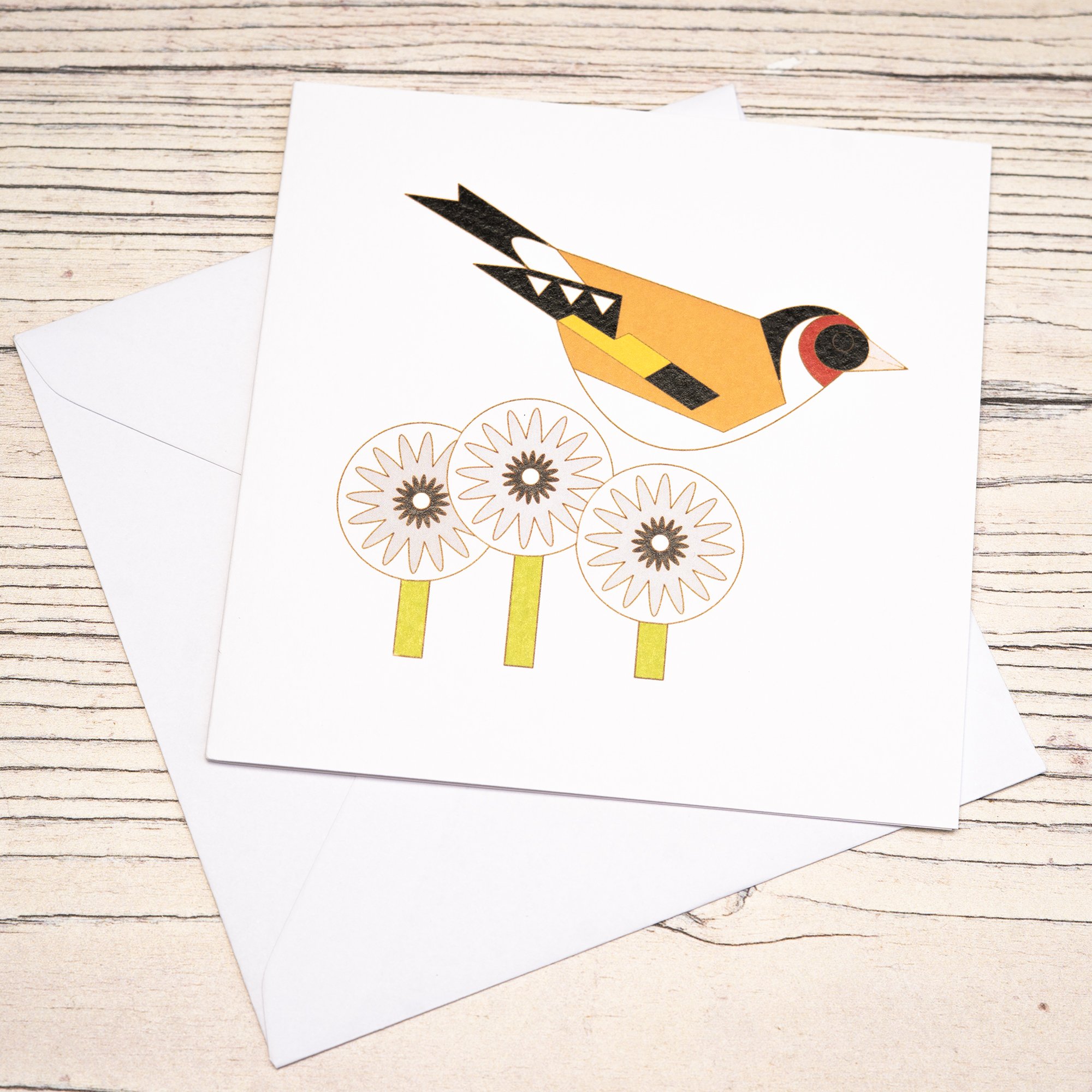 Shark Alley Goldfinch Dandelion Greetings Card 3.jpg
