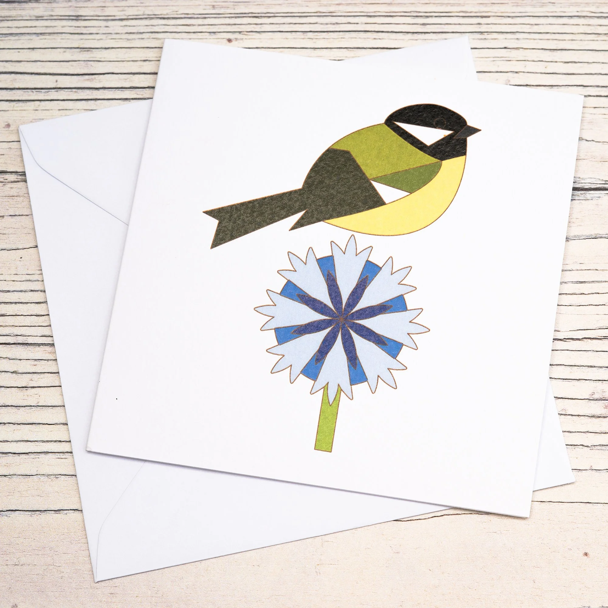 Shark Alley Great Tit Cornflower Greetings Card 3.jpg