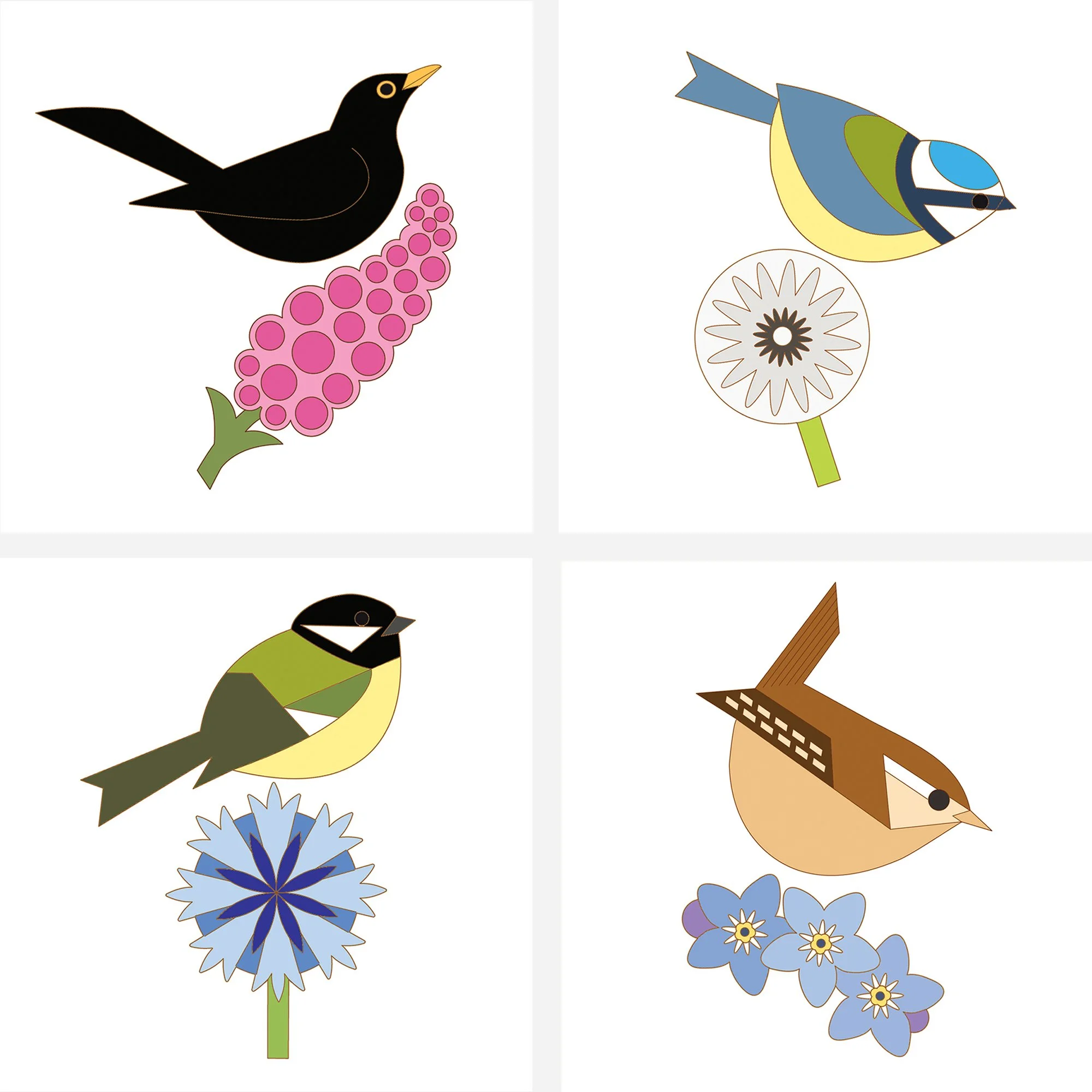 garden birds collection - set of four cards