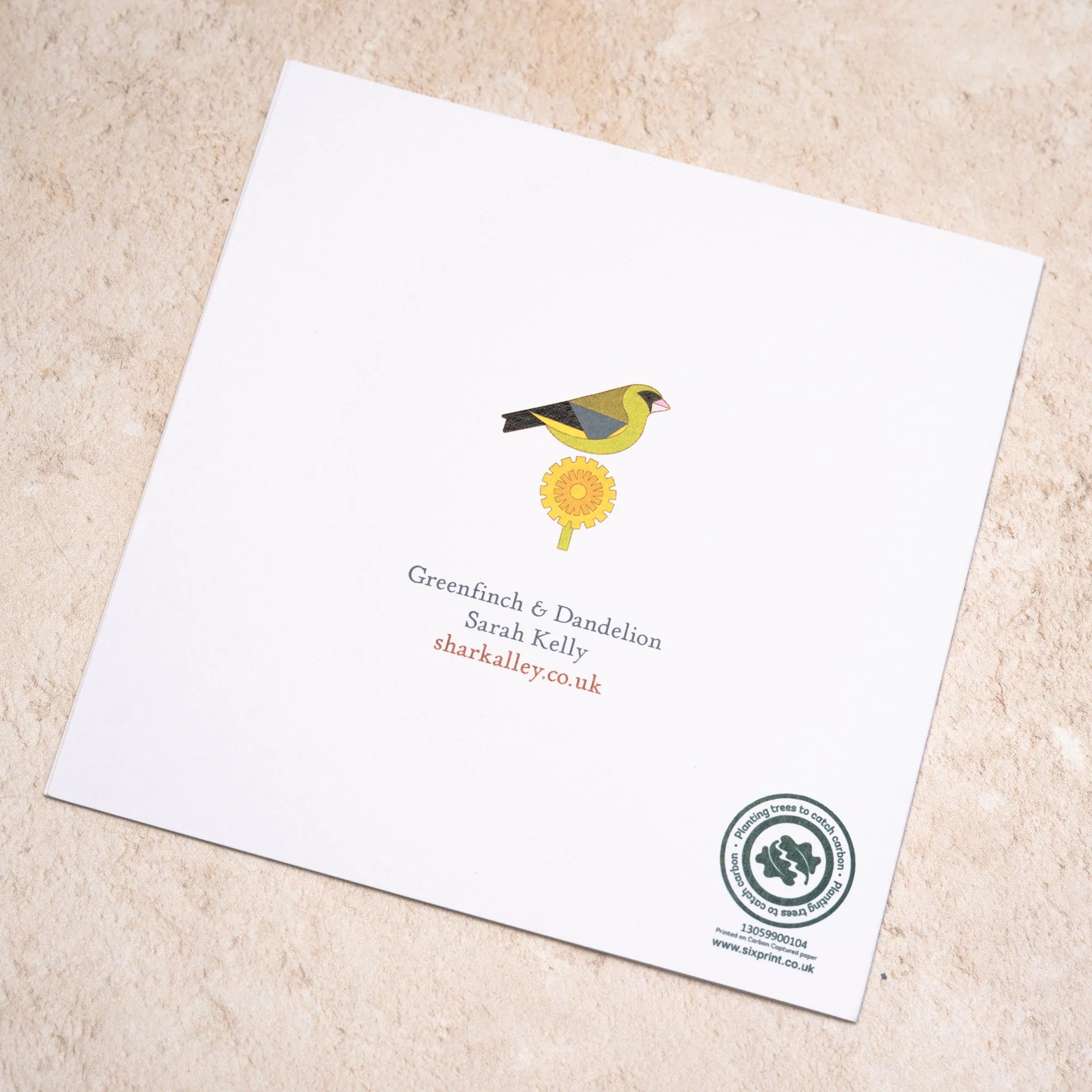 Shark Alley Greenfinch Dandelion Greetings Card 4.jpg
