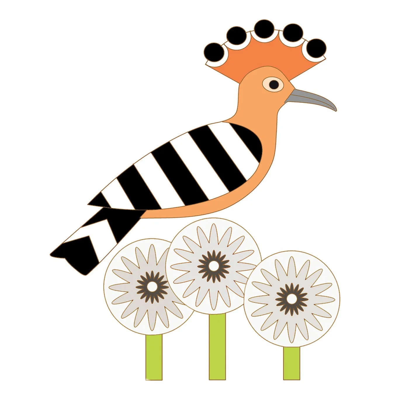 hoopoe & dandelion greetings card