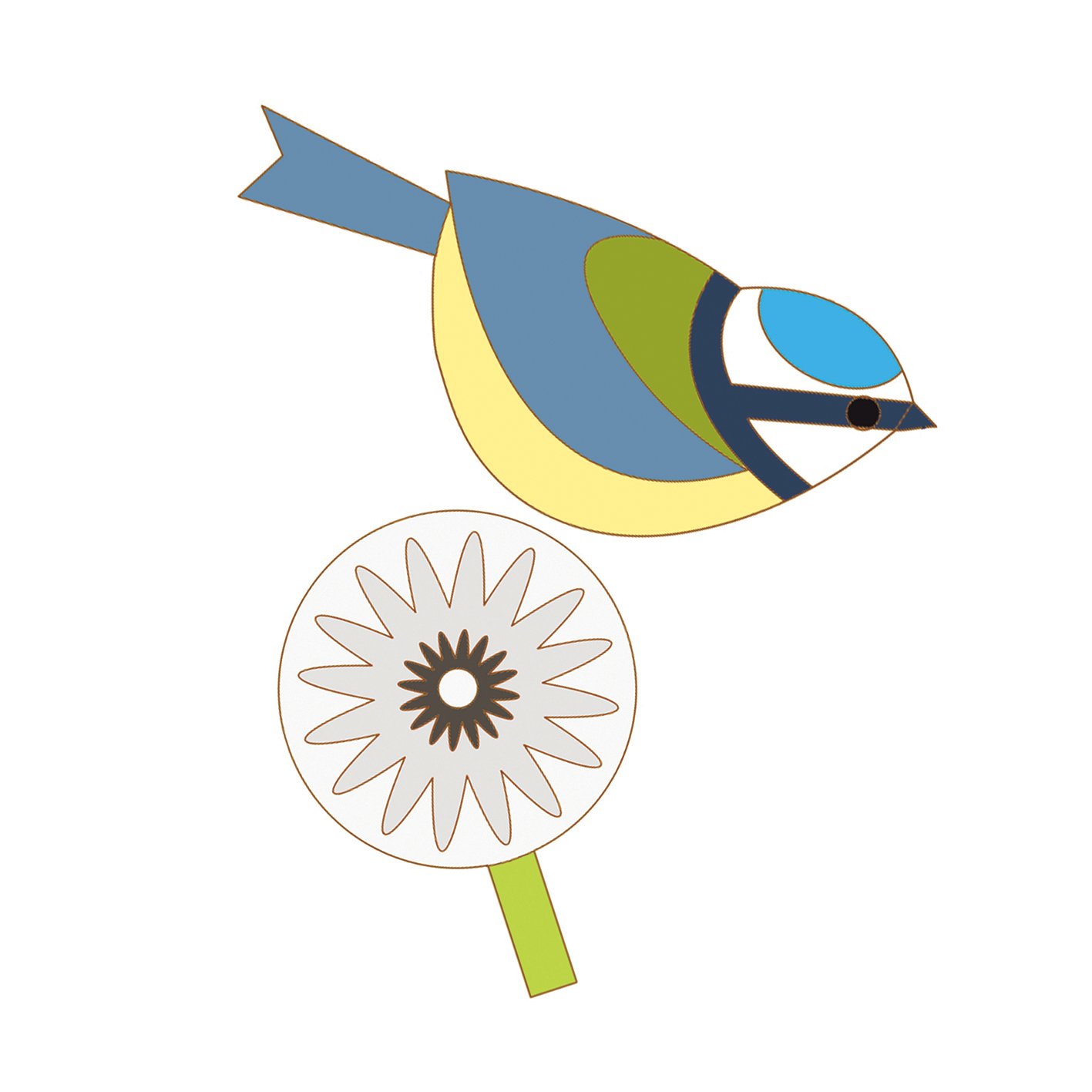 blue tit & dandelion greetings card