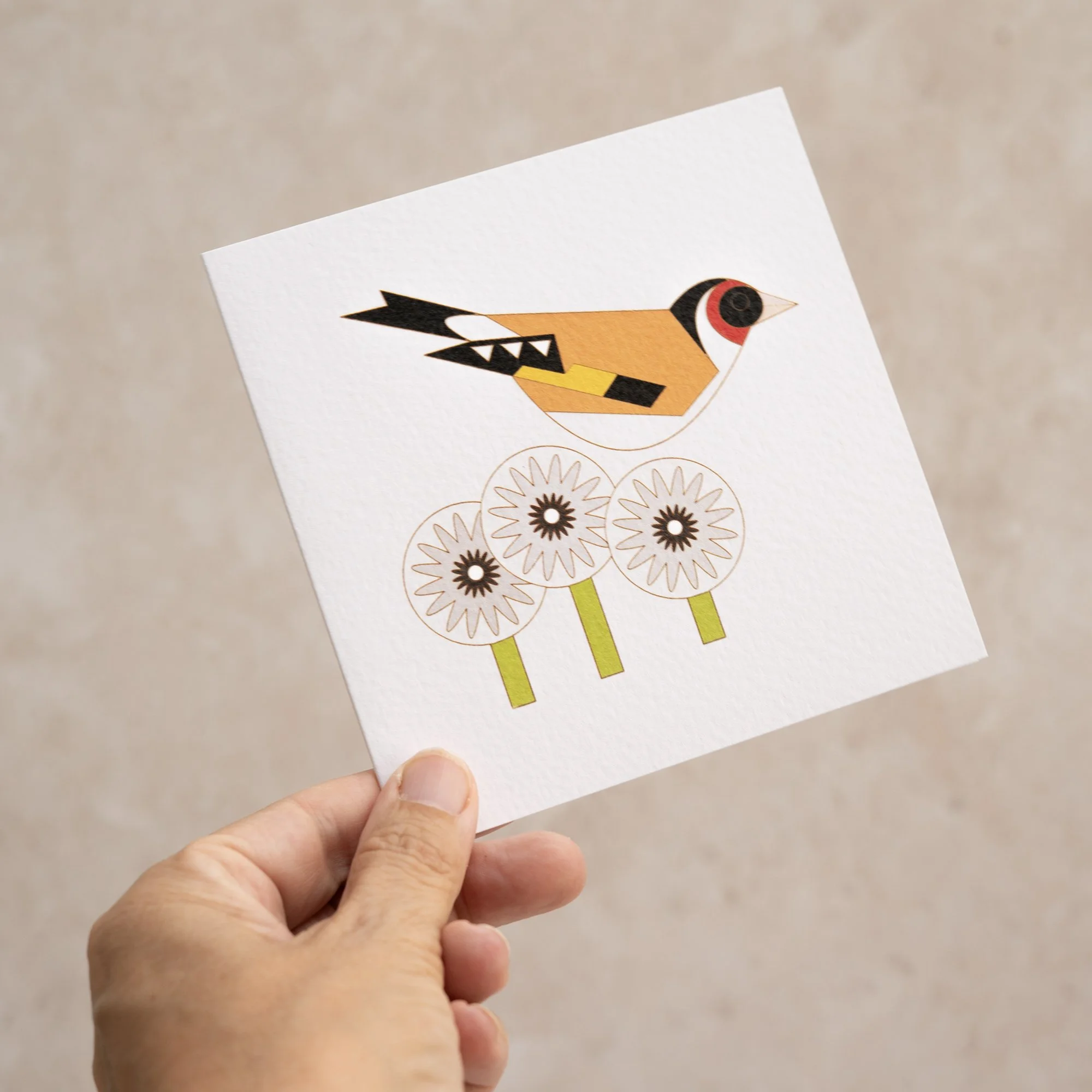 Shark Alley Goldfinch Dandelion Greetings Card 2.jpg