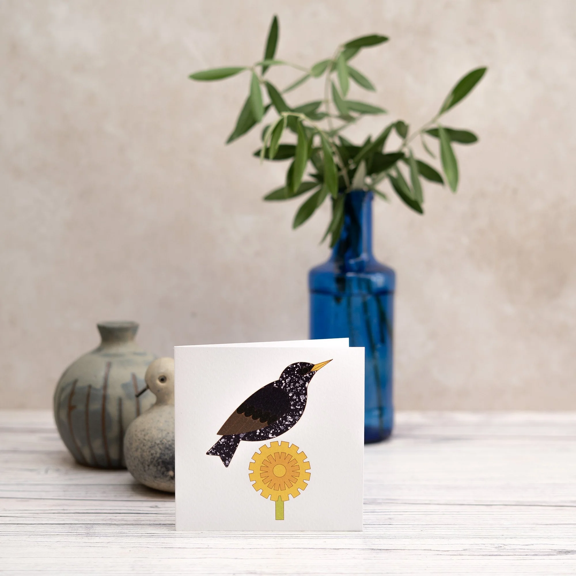 Shark Alley Starling Dandelion Greetings Card 1a.jpg