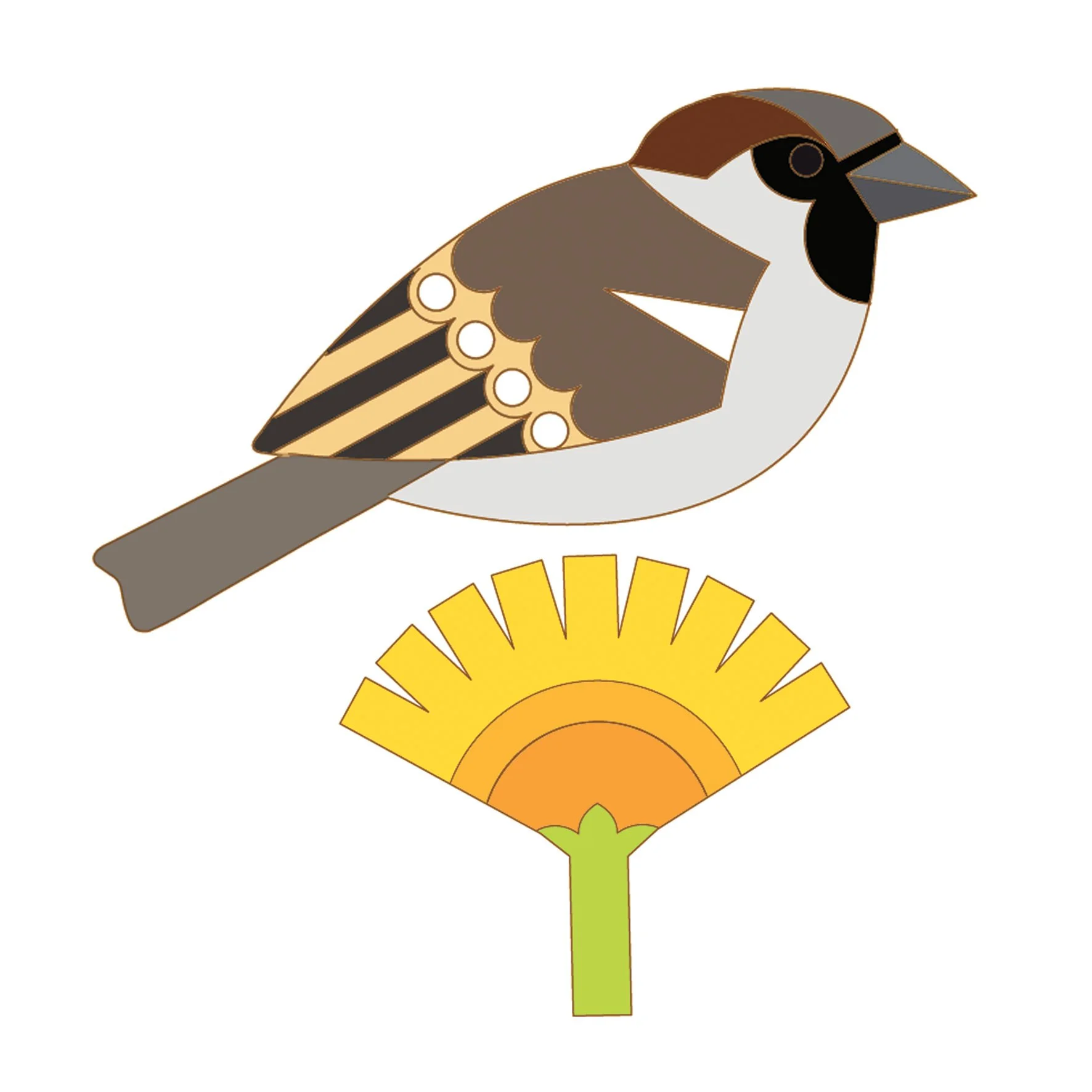 sparrow & dandelion greetings card